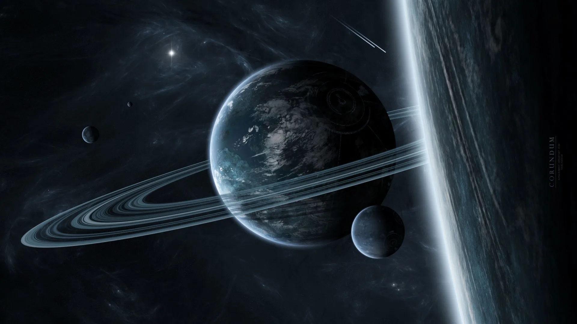Star system with the planets Desktop wallpaper 1920x1080