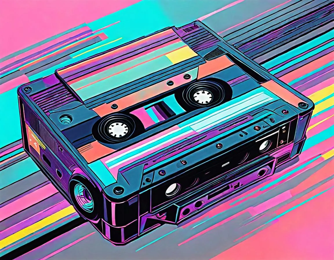 Cassette Futurism Speed Art in Pastel Colors