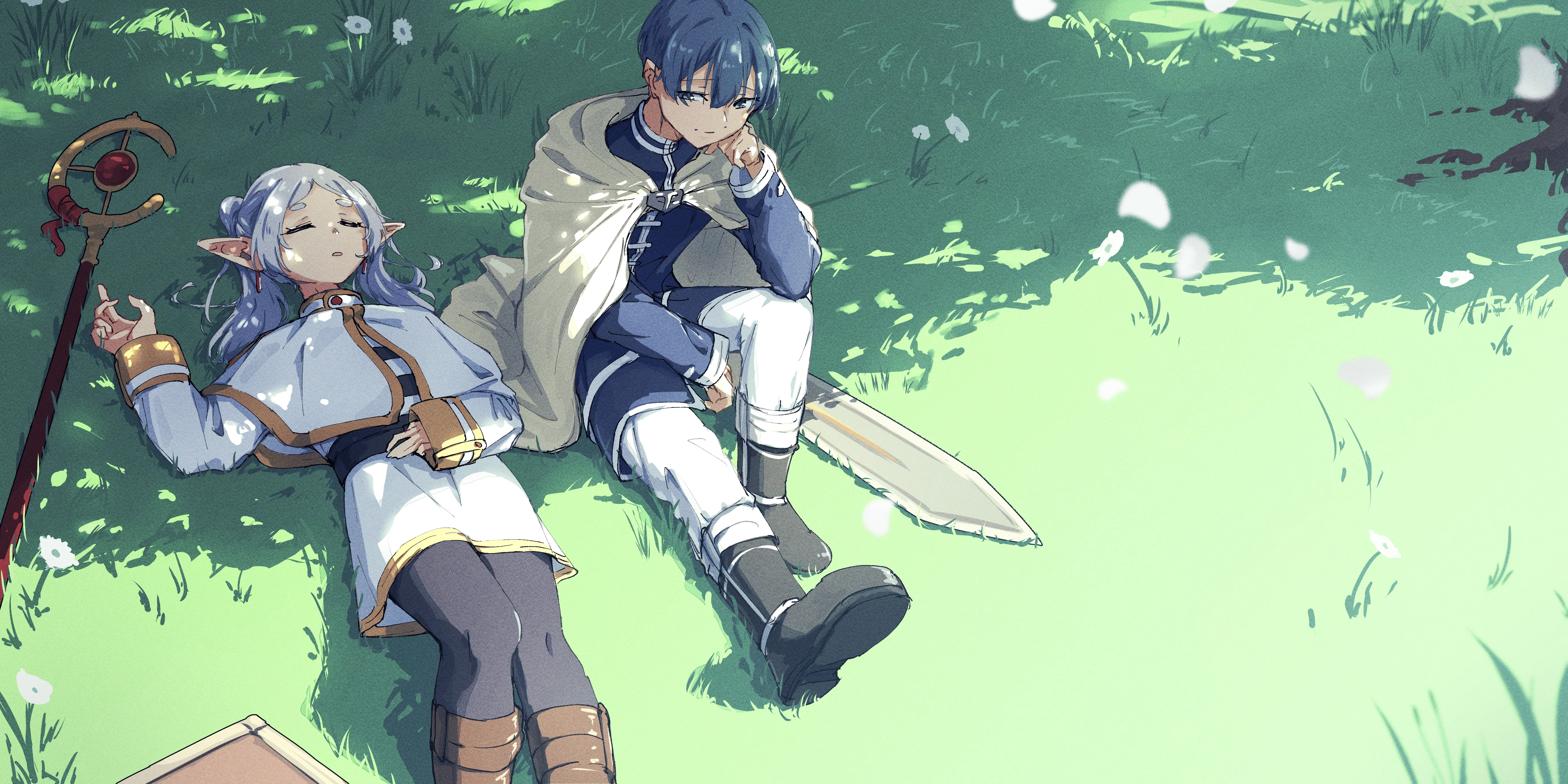Frieren & Himmel RelaxingK Ultra HD Anime Wallpaper from Beyond Journey's End by KUTo くととぎす