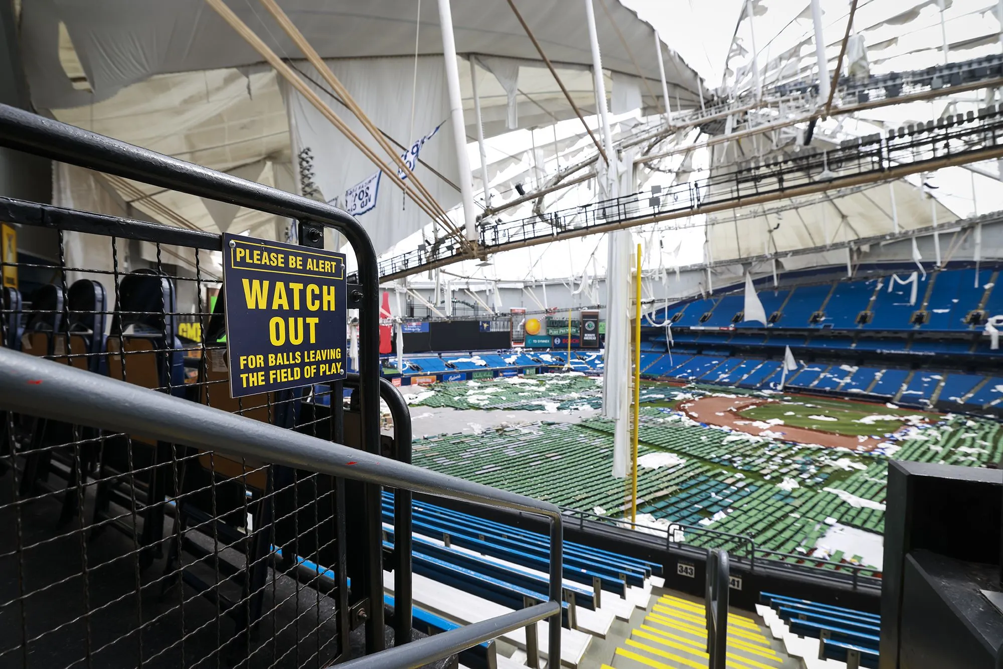 Photos Offer A First Glimpse Inside Hurricane Ravaged Tropicana Field