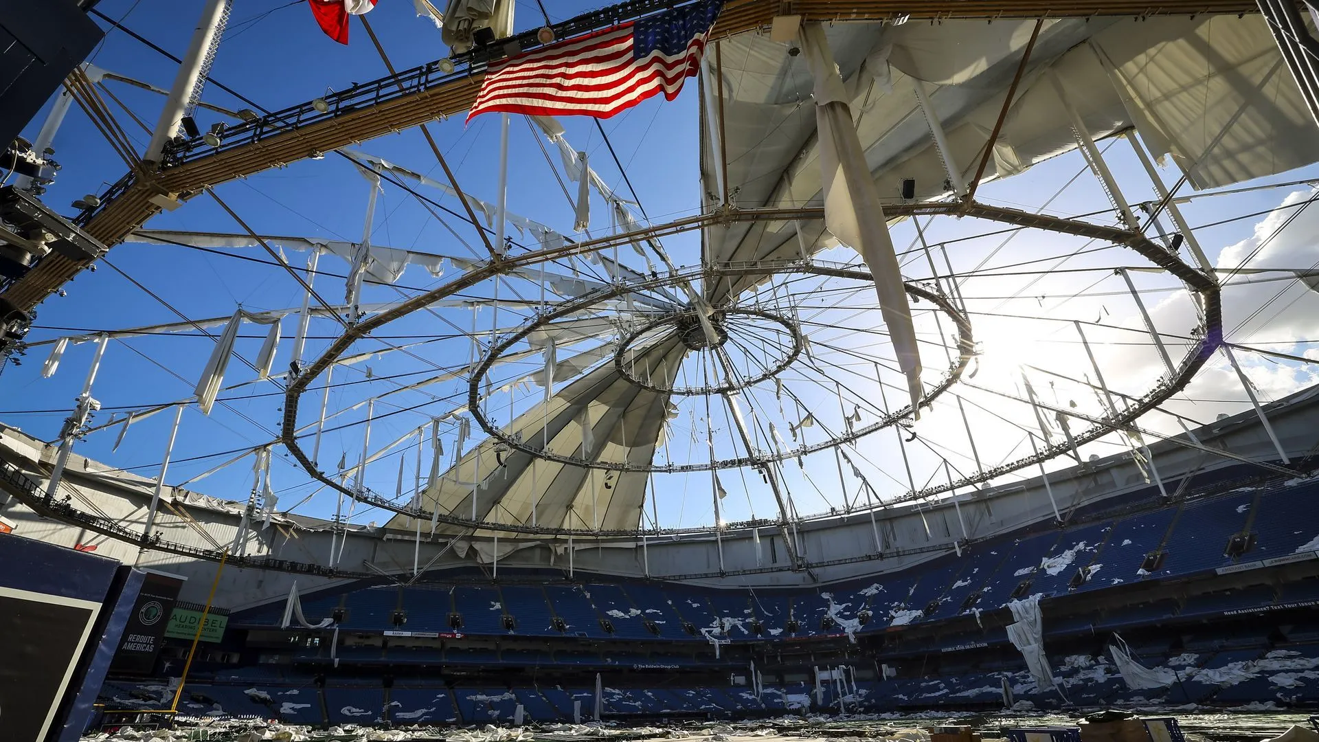 Photos: Inside Tropicana Field after Hurricane Milton Tampa Bay