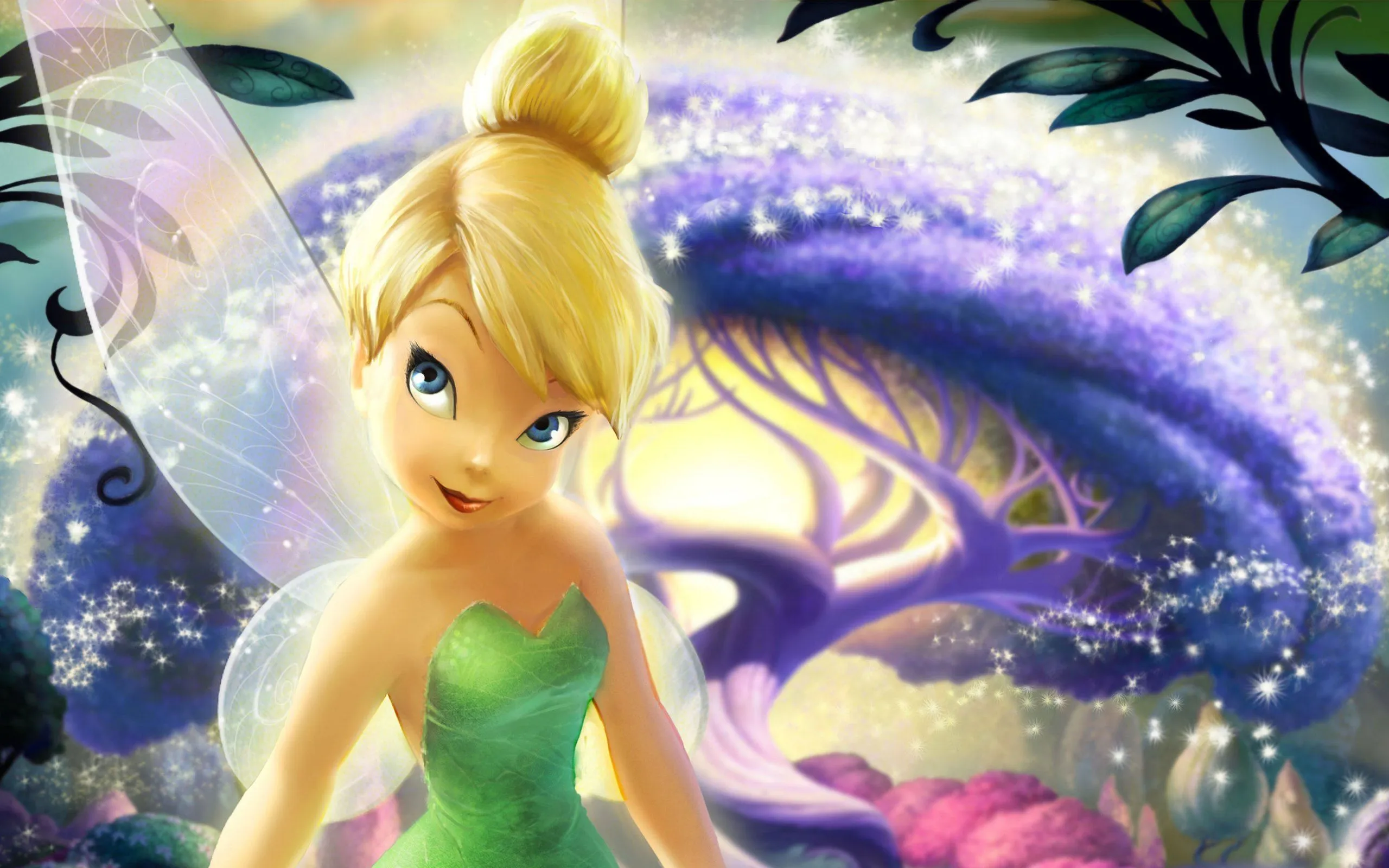 Wallpaper forest, stars, trees, magic, cartoon, wings, fairy, sparks for mobile and desktop, section фильмы, resolution 2560x1600