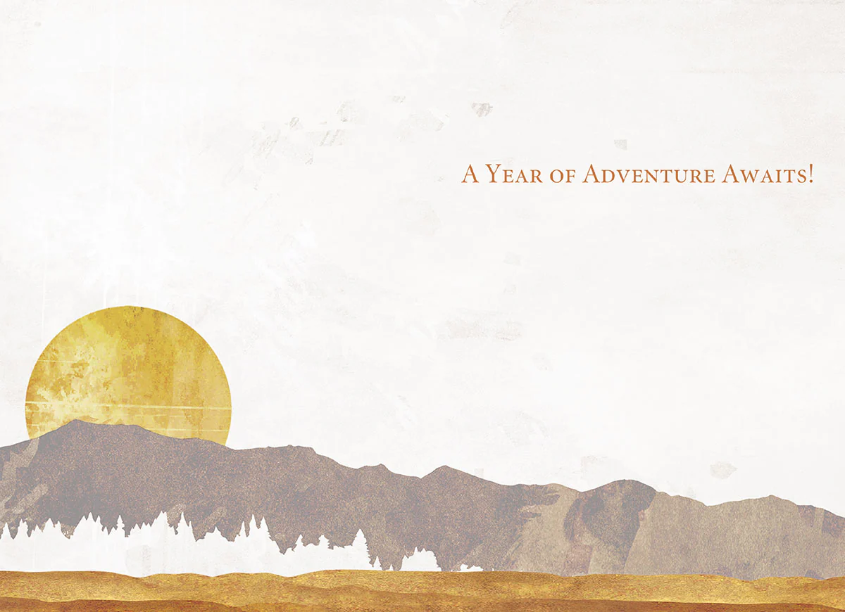 Nature Inspired Horse Birthday Card. Mountains & River Art. Inspiring Birthday Greeting Card