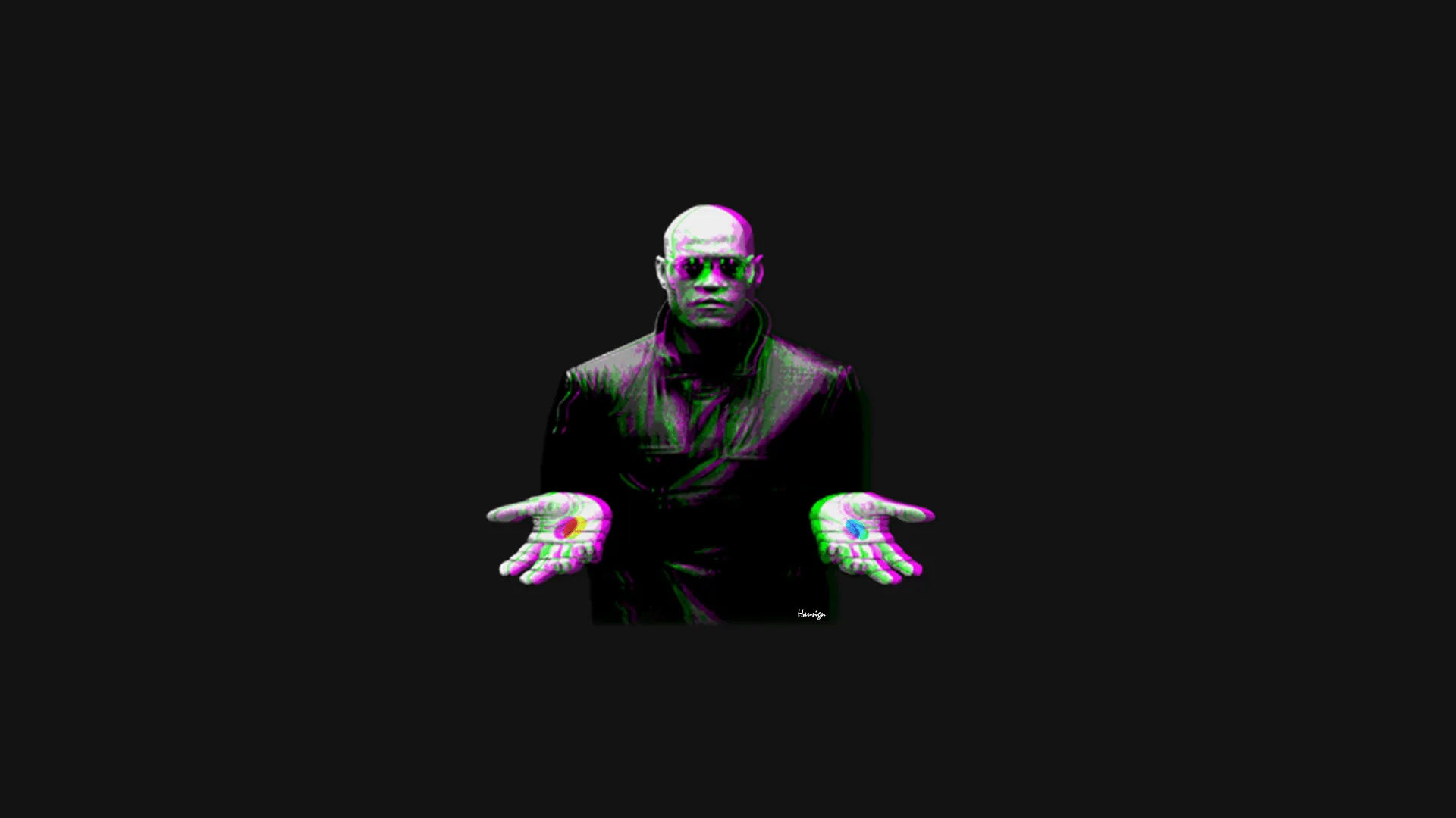 chromatic aberration, movies, 3D graphics, The Matrix, pills, Morpheus, HD Wallpaper