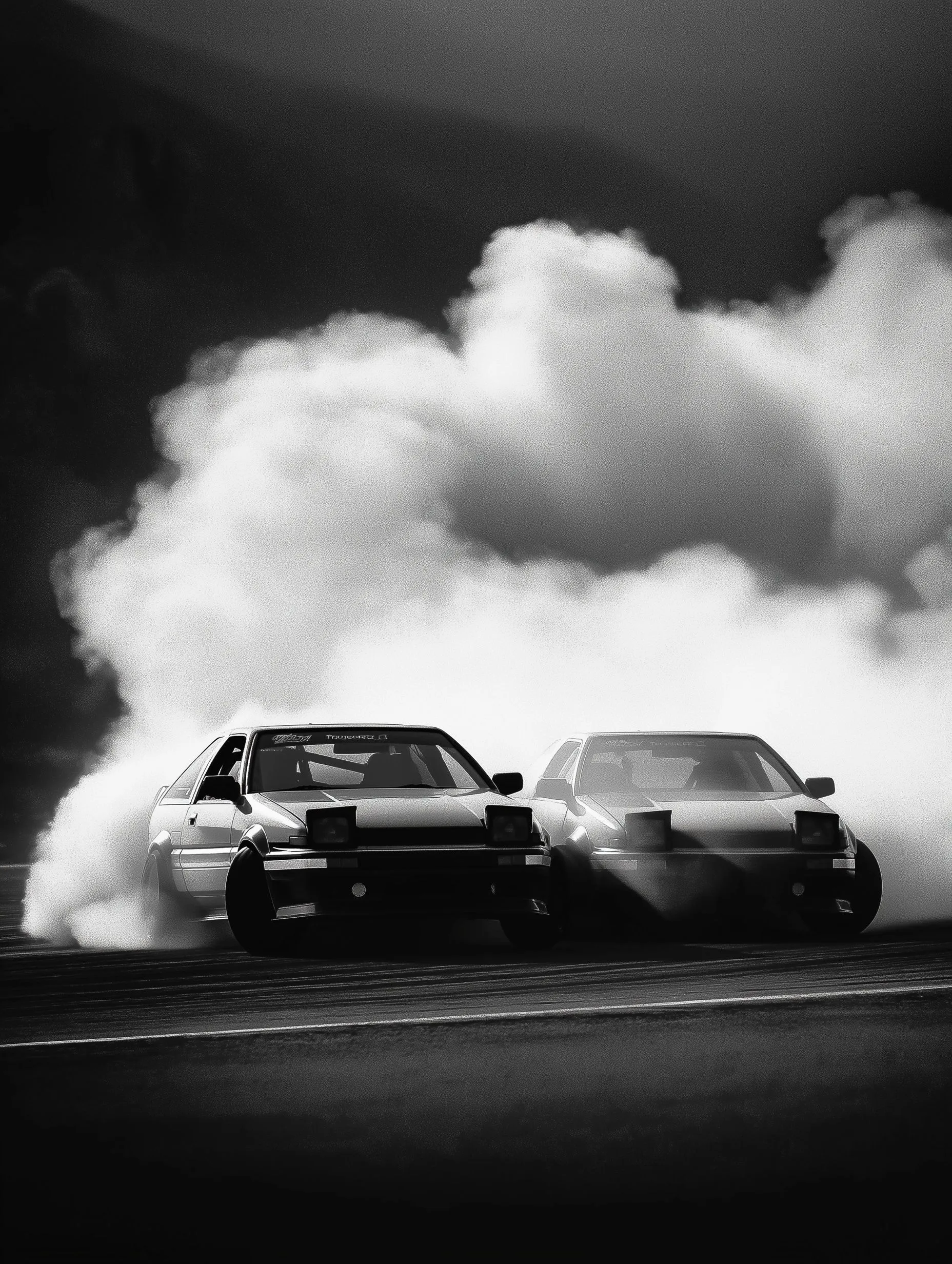 Epic Ae86 Drift Battle In Monochrome • PromptDen