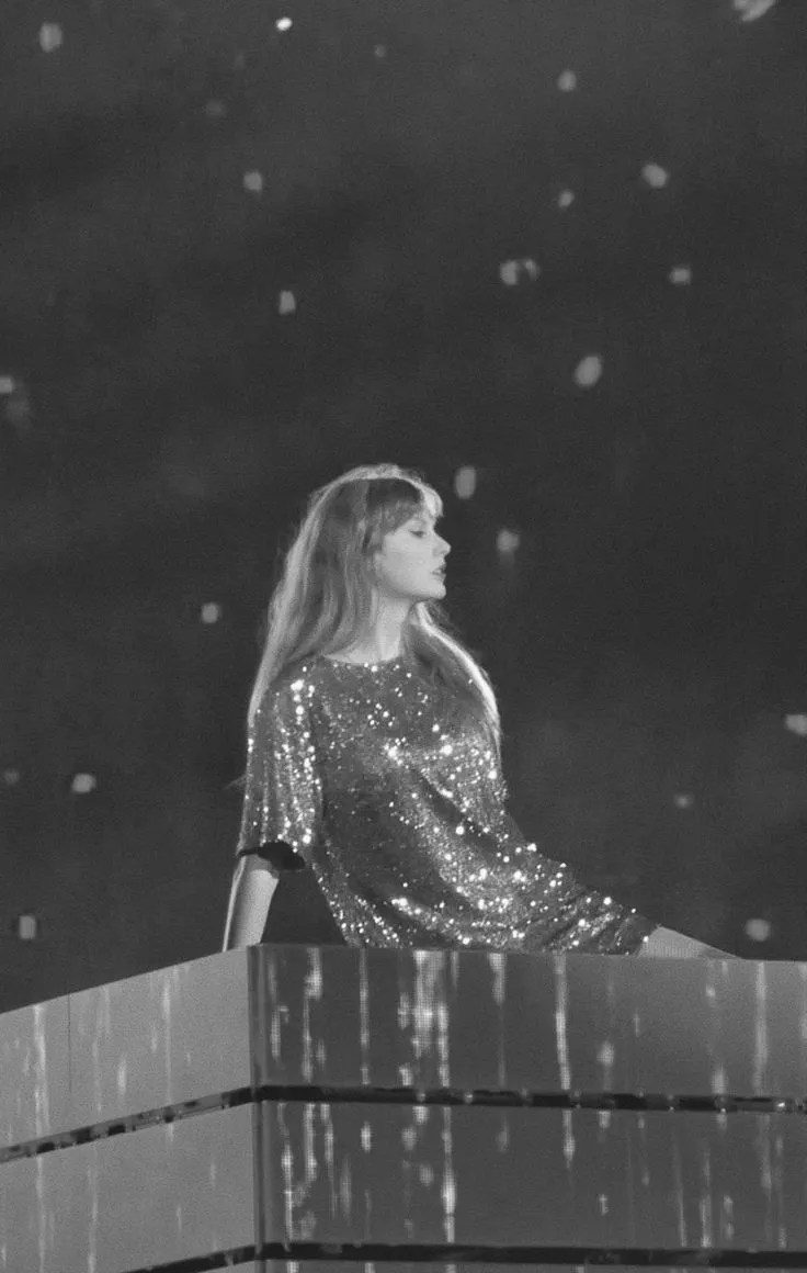 Taylor Swift: The Eras Tour in black & white picture