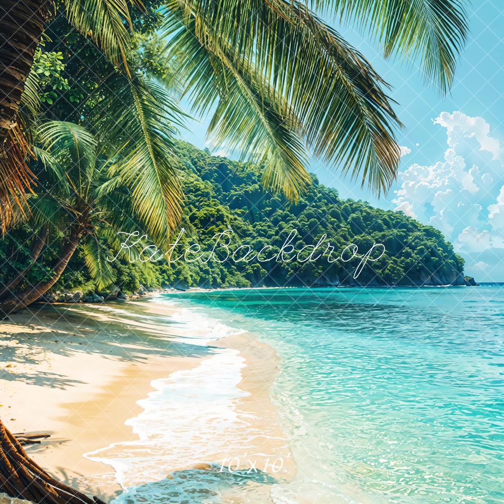 Kate Beach Summer Tropical Palm Trees Printed Backdrop Designed