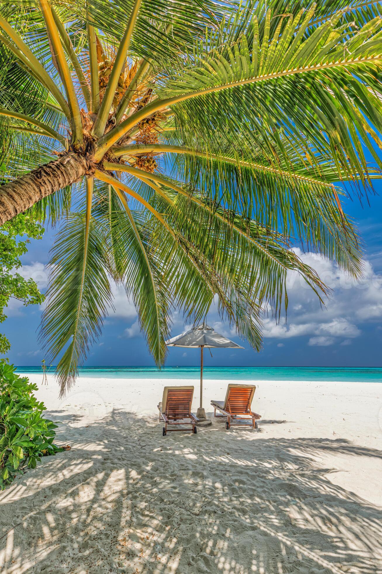 Beautiful beach. Idyllic tropical beach landscape for background or wallpaper. Design of tourism for summer vacation holiday concept
