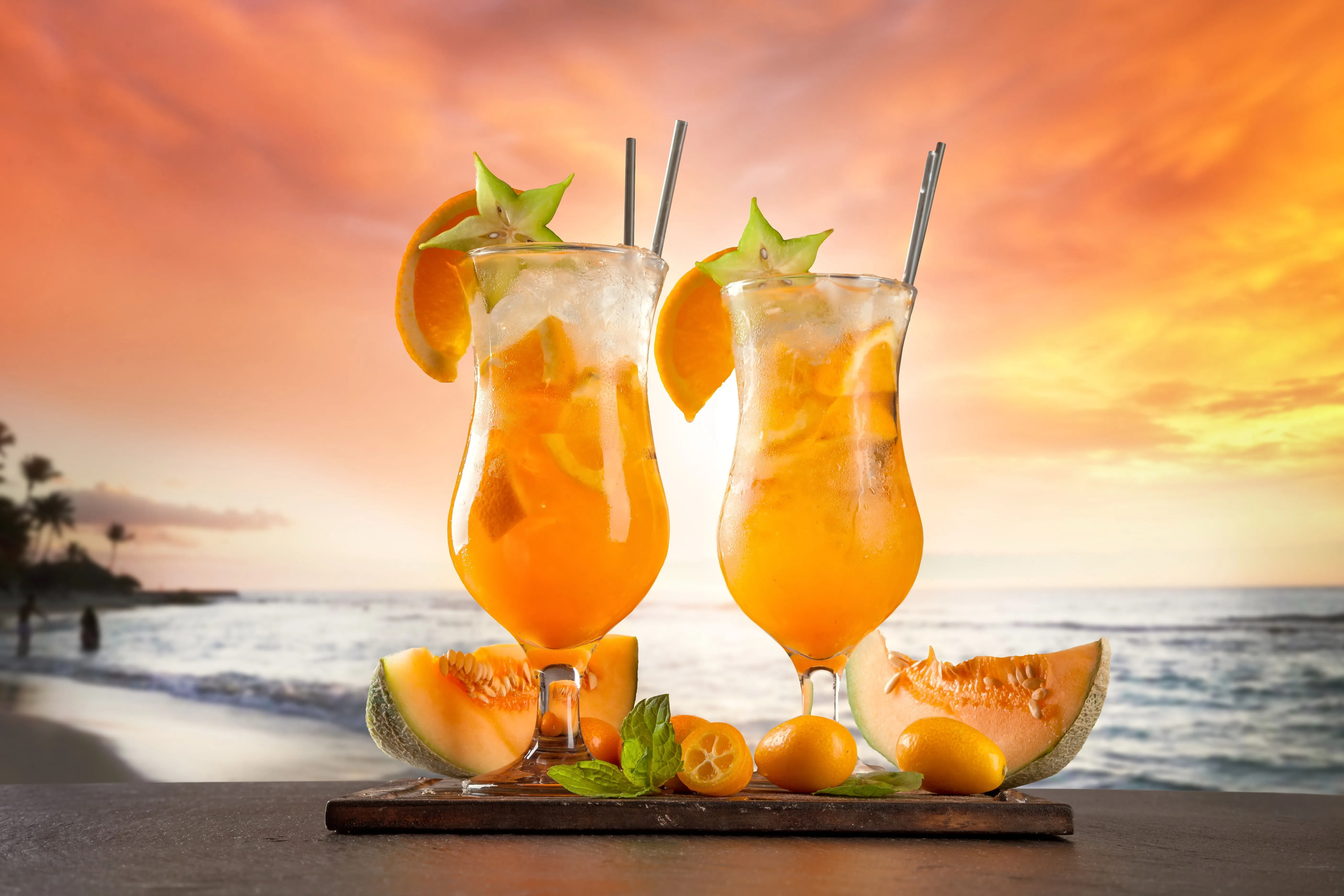 Wallpaper sea, beach, cocktail, summer, fruit, beach, fresh, sea for mobile and desktop, section еда, resolution 5616x3744