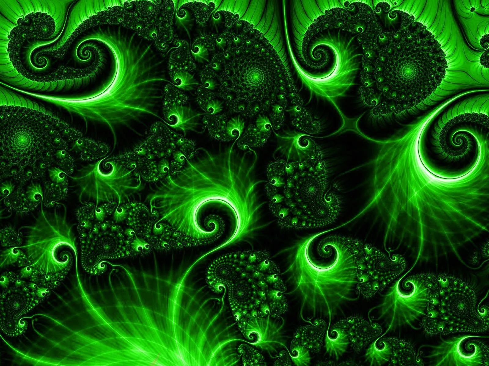 Psychedelic Green Fractals: HD Wallpaper for a Trippy Experience