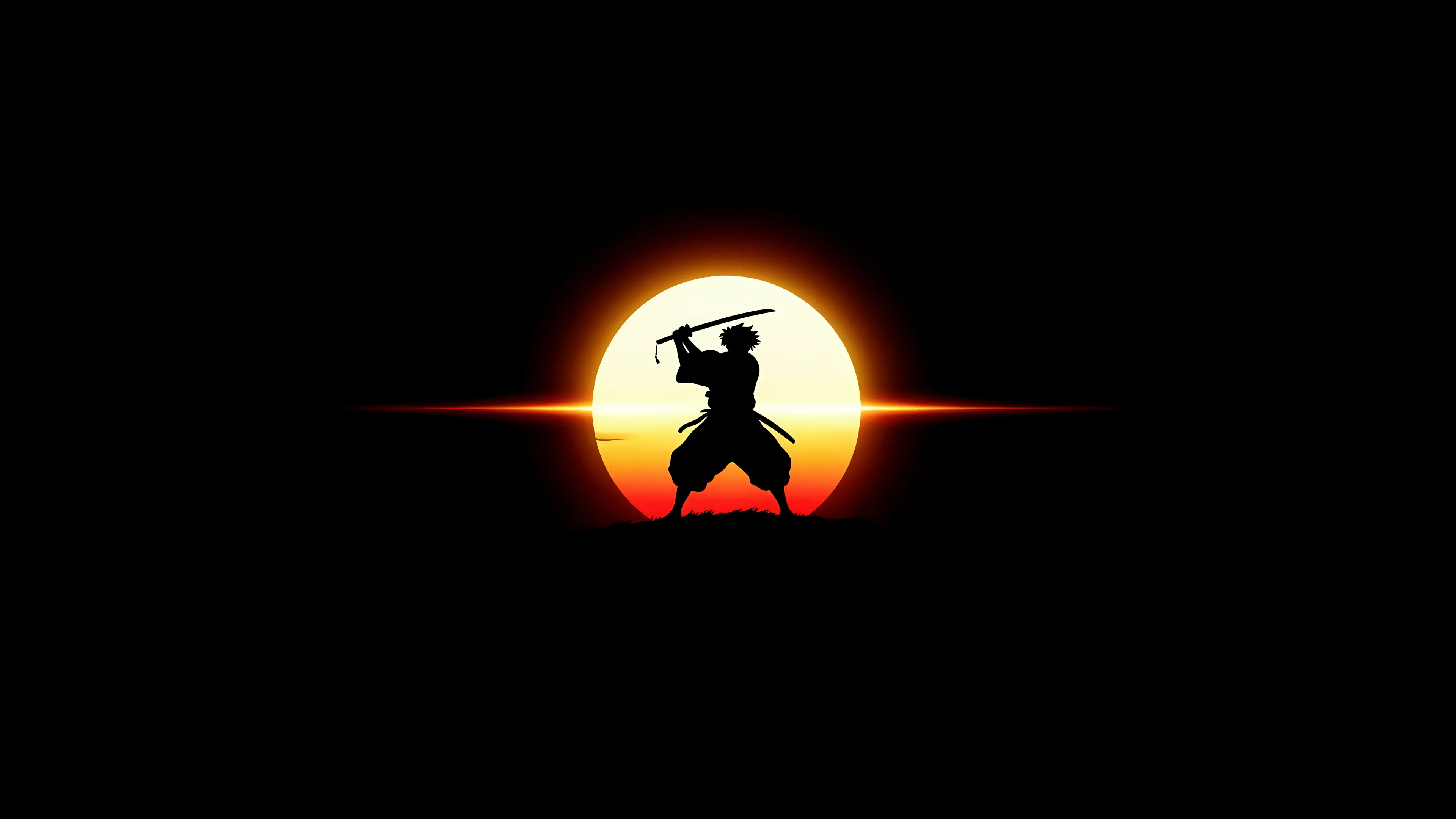 Samurai Wallpaper 4K, Silhouette, Minimalist, AMOLED