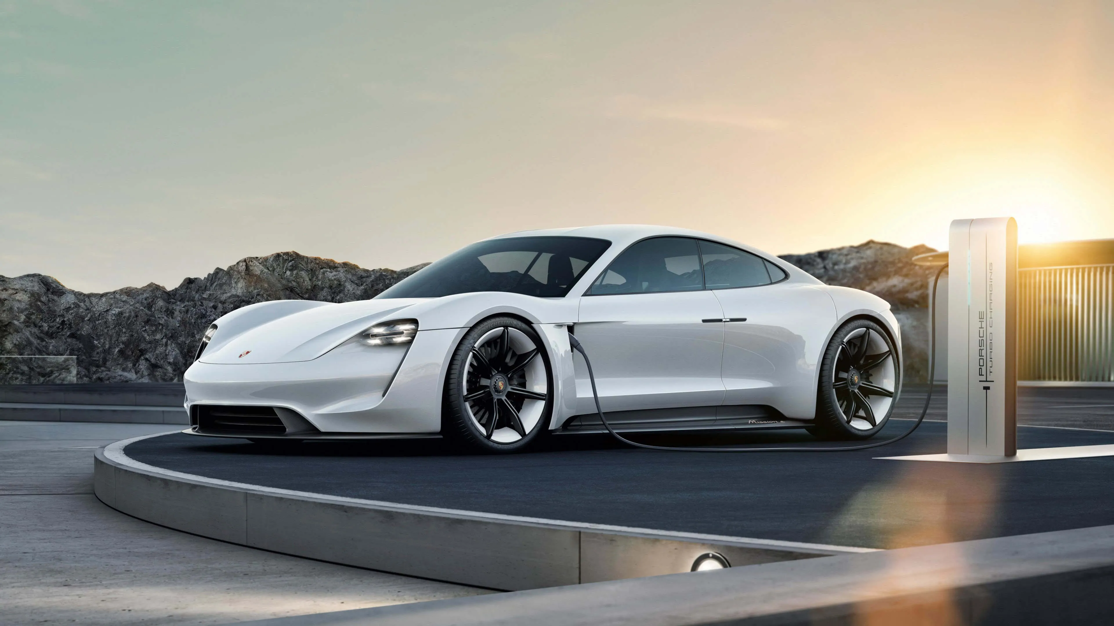 4K White Porsche Taycan HD Desktop Wallpaper 48630