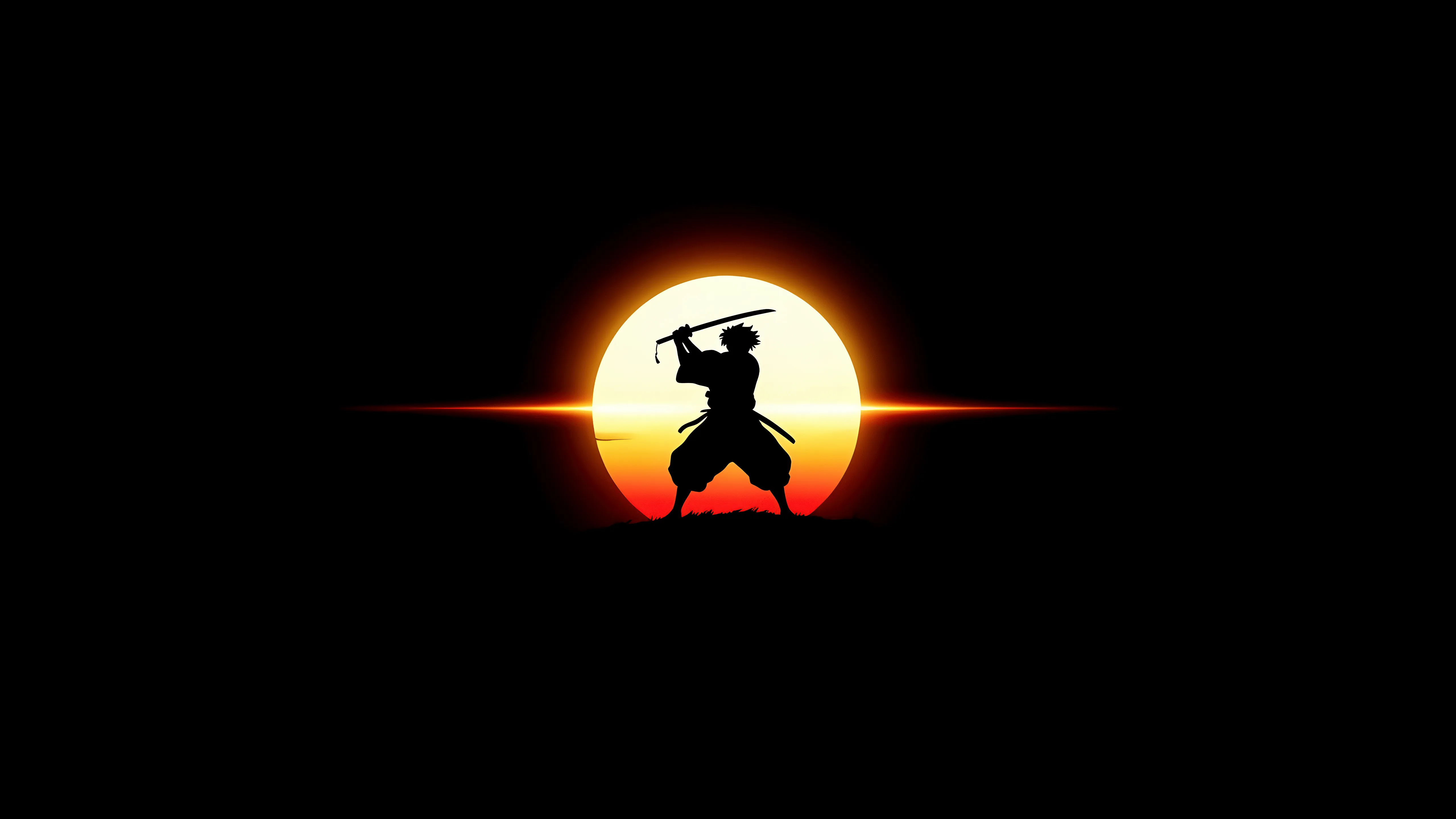 Samurai Wallpaper 4K, Silhouette, Minimalist, AMOLED