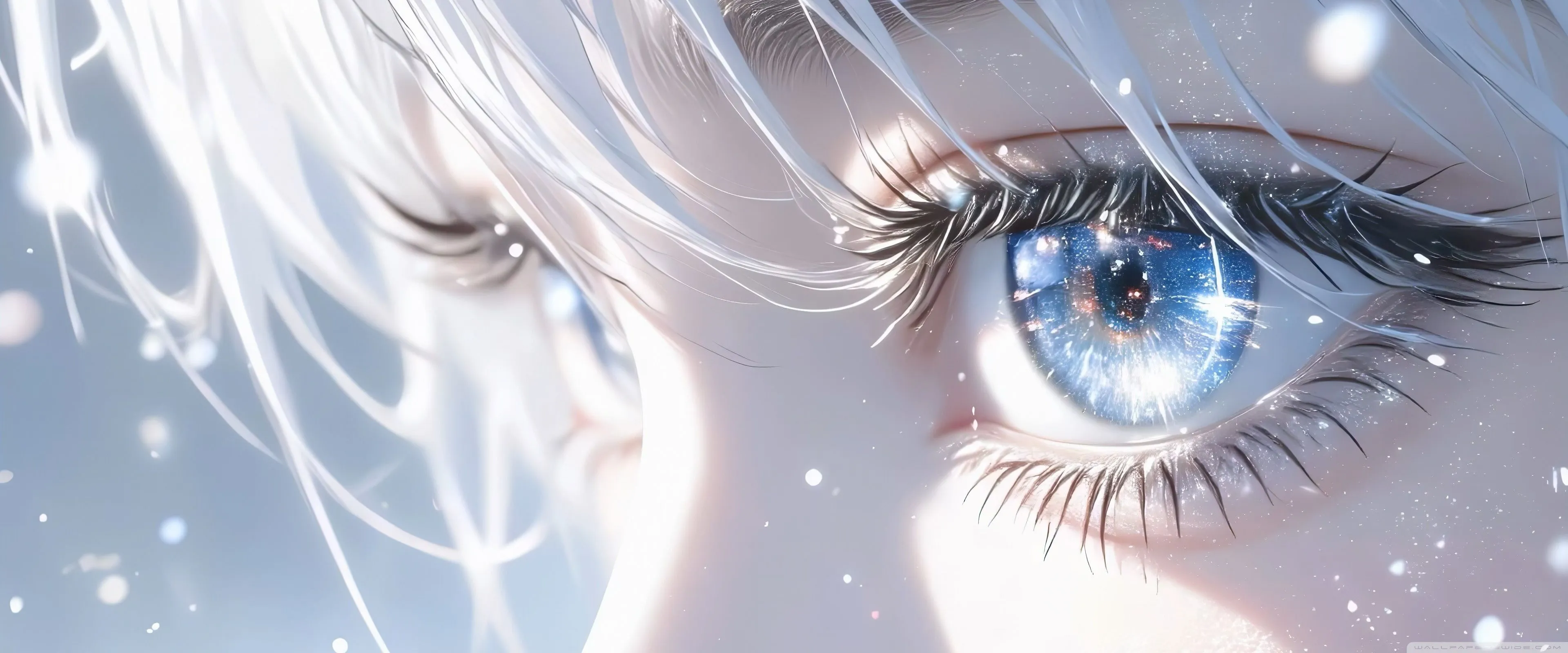 Blue Eyes, Anime, Girl, Close up 4K UHD Wallpaper for UltraHD Desktop and TV, Widescreen and UltraWide Display, Dual Monitor