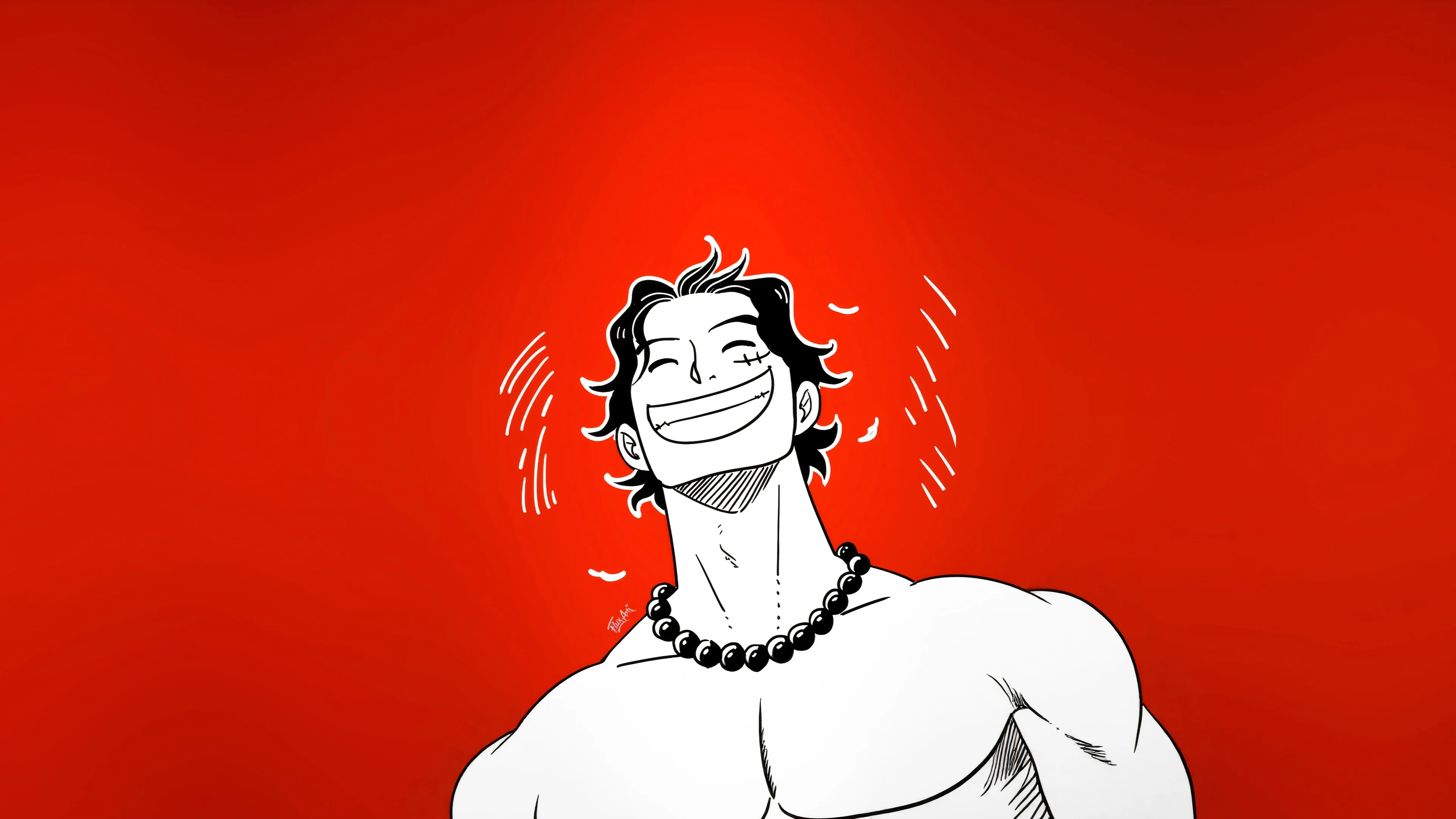 Portgas D. Ace minimalist illustration Anime Wallpaper 4k for Desktop