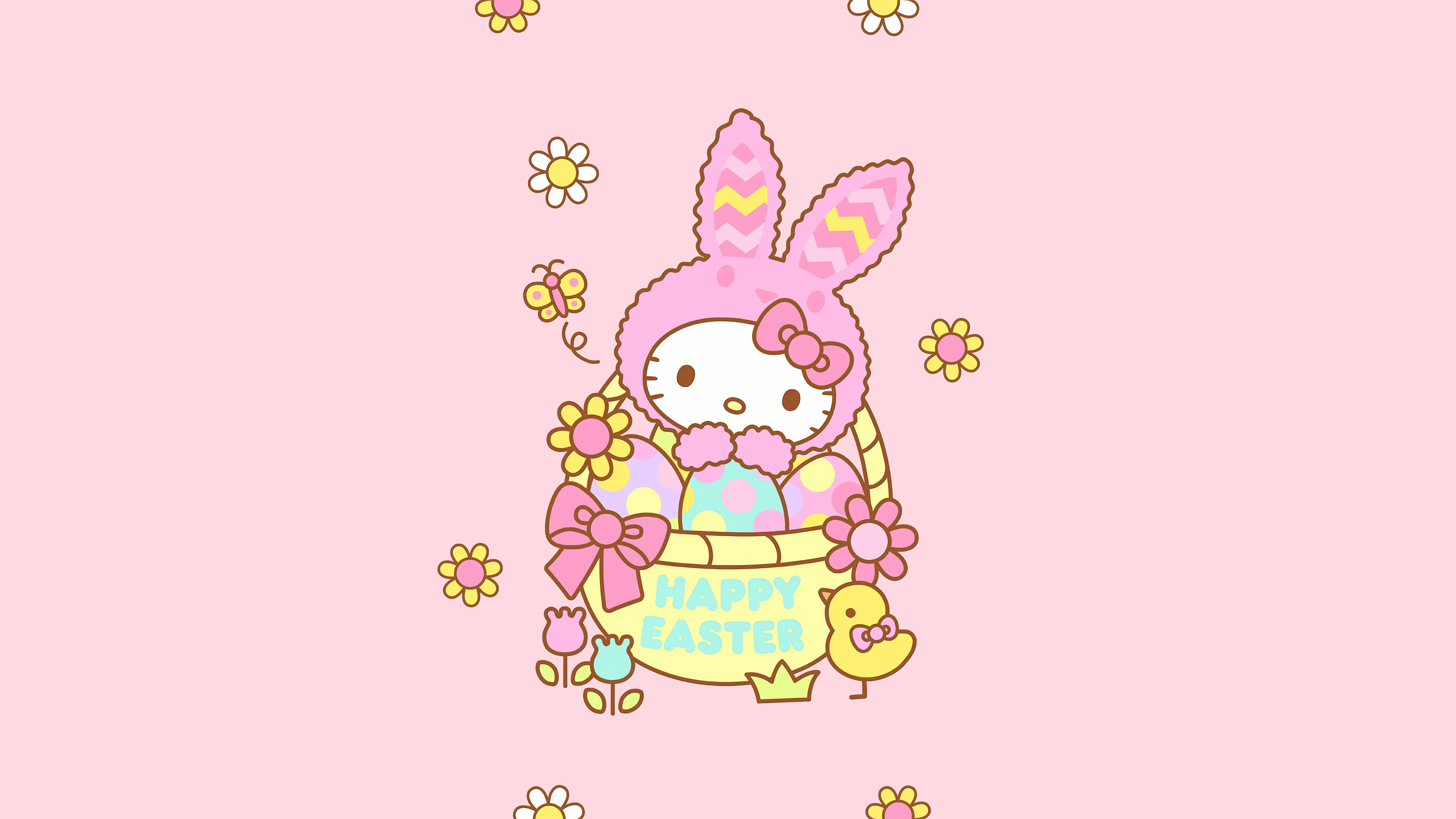 Hello Kitty Wallpaper 4K, Easter bunny, Happy Easter