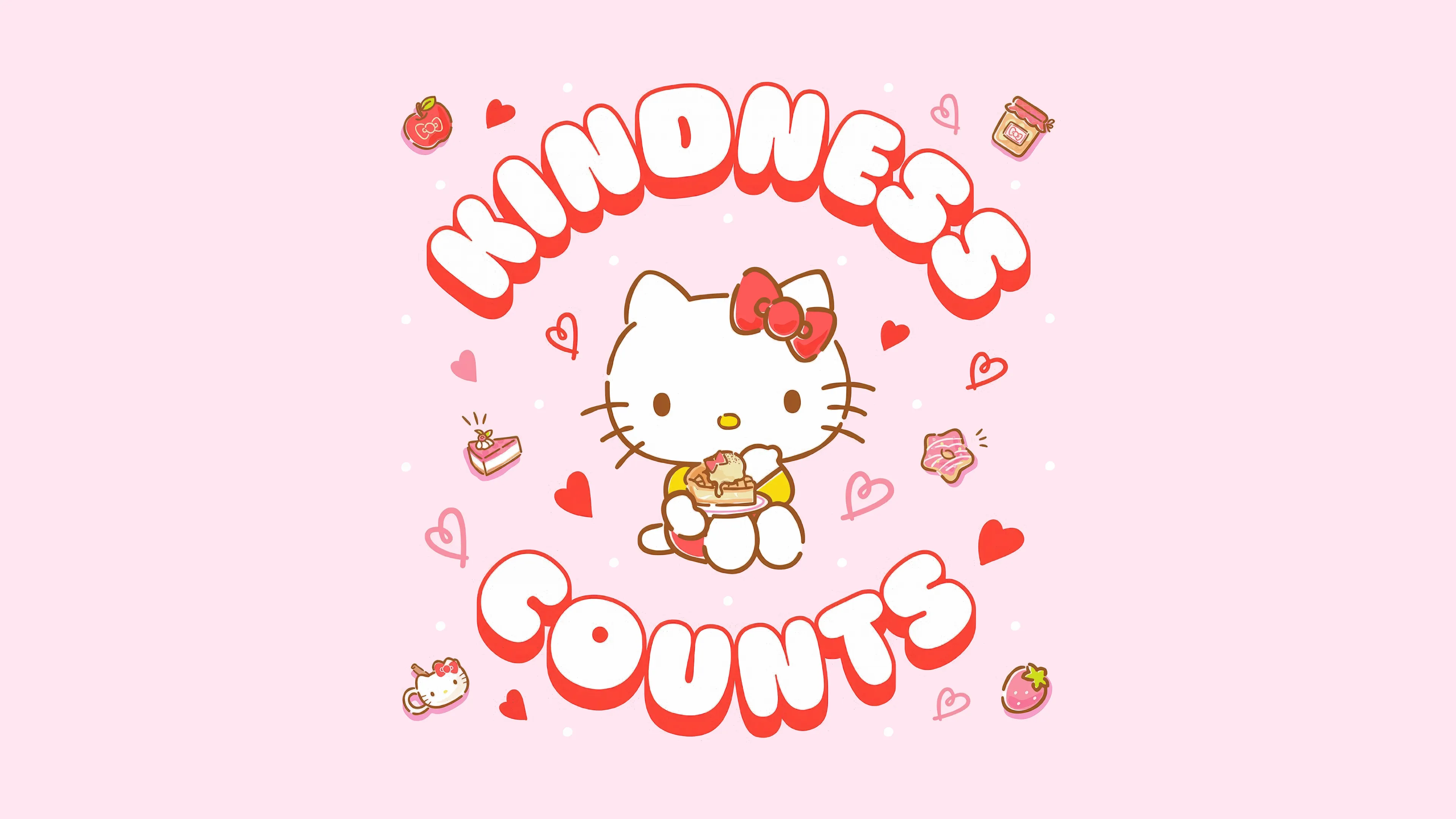 Hello Kitty Wallpaper 4K, Kindness, 5K, Pastel pink