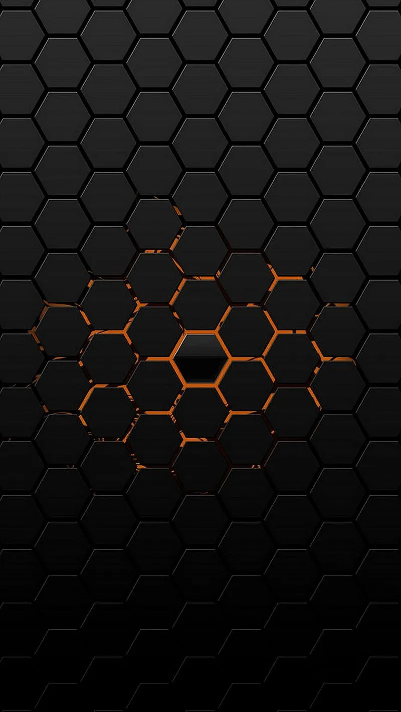 Orange, black, dark, honeycomb, HD phone wallpaper