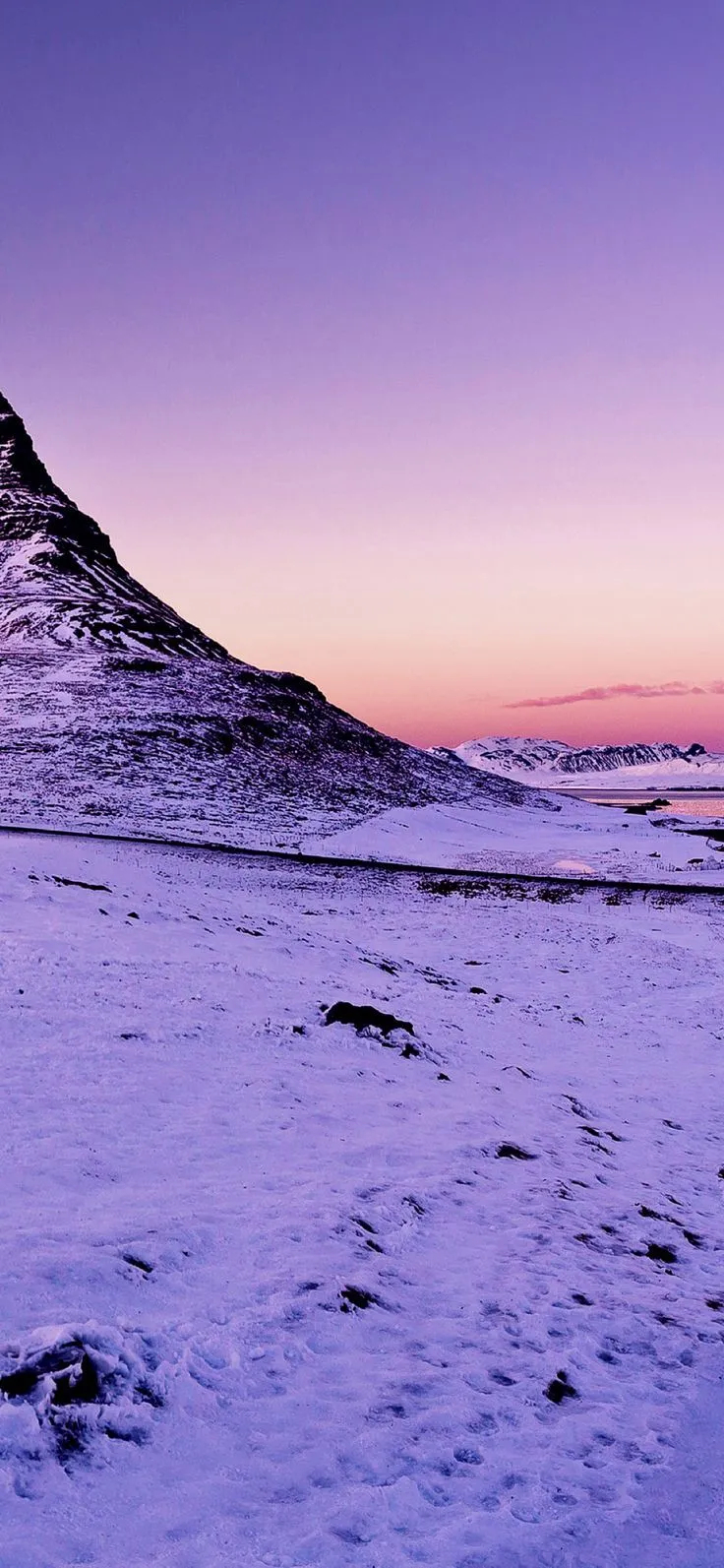 Snowy purple mountain