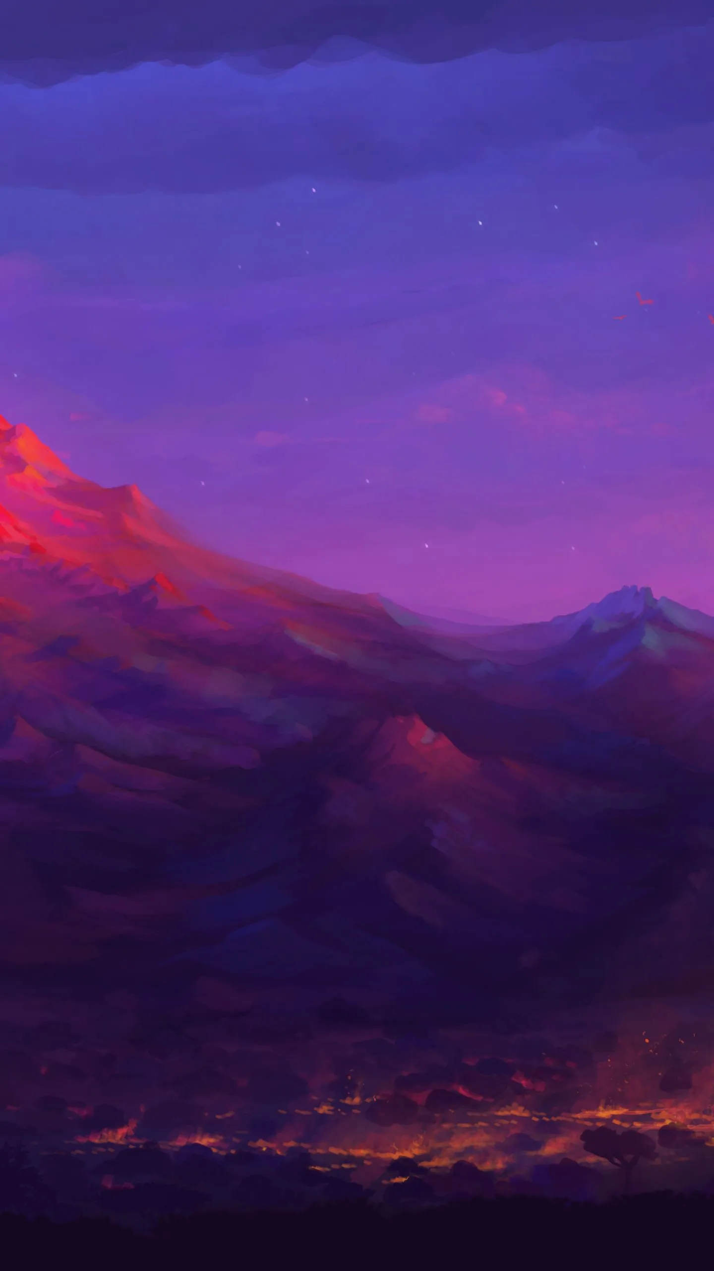 Phone wallpaper: Dusk, Artistic, Landscape, Mountain 1322019