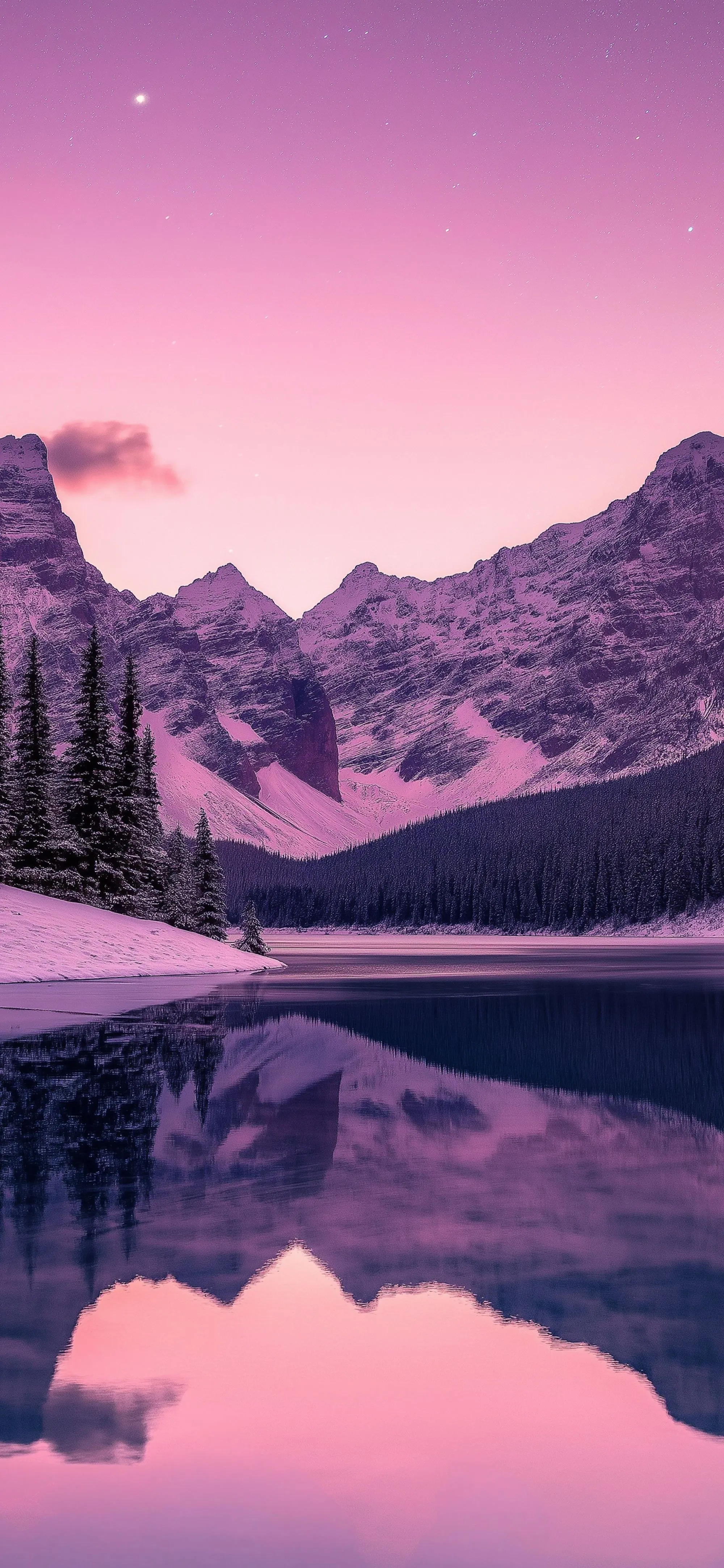 Aesthetic Purple Sky Mountain Lake Wallpaper