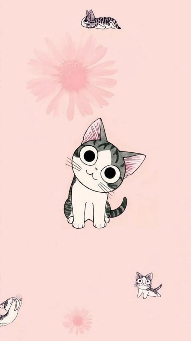 Cat Cartoon, animation, cute, animal, HD phone wallpaper