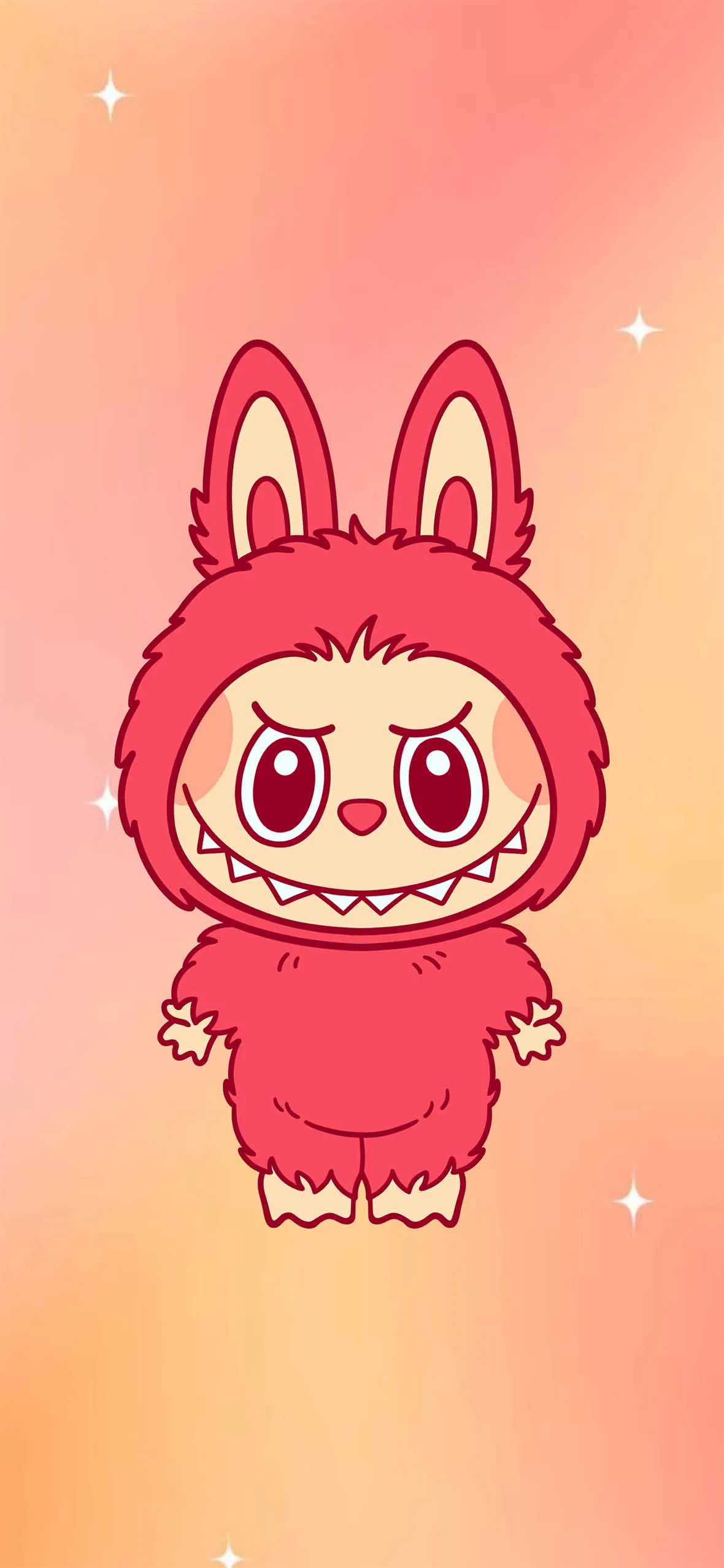 Cute Red Labubu Wallpaper Phone Wallpaper HD