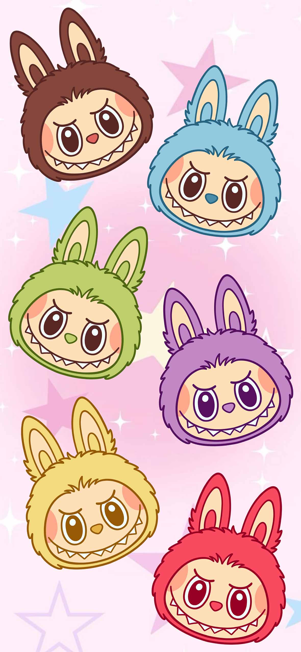 Labubu Colorful Heads Cute Wallpaper Toys Wallpaper HD
