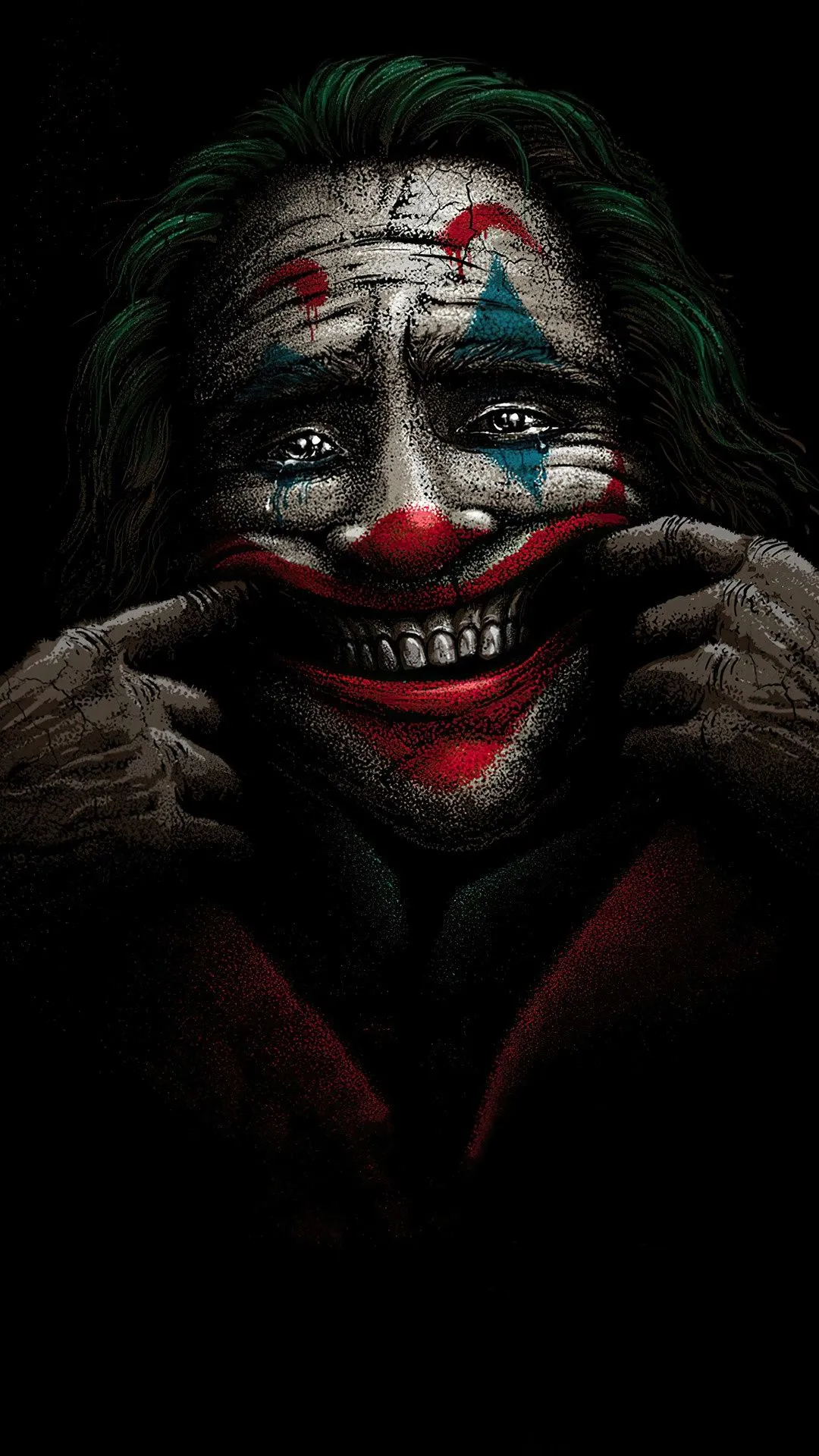 Joker Character With Intense Painted Smile HD Phone Wallpaper