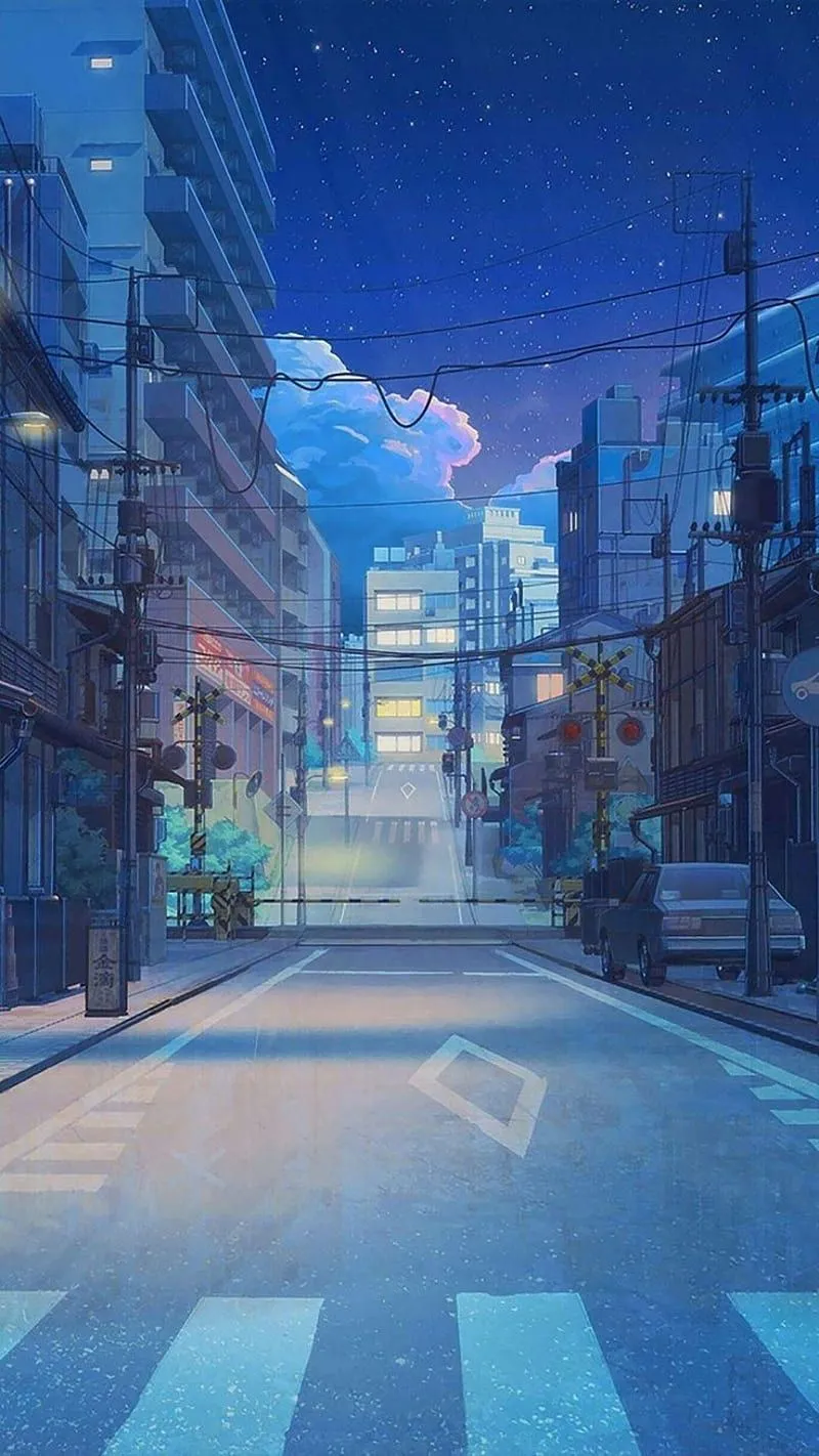 Aesthetic, landscape, lights, night, scenery, street, HD phone wallpaper
