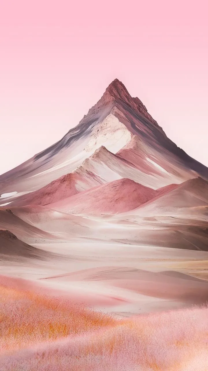 Mountain Landscape Wallpaper 4K, Pink aesthetic, 5K, Pink sky