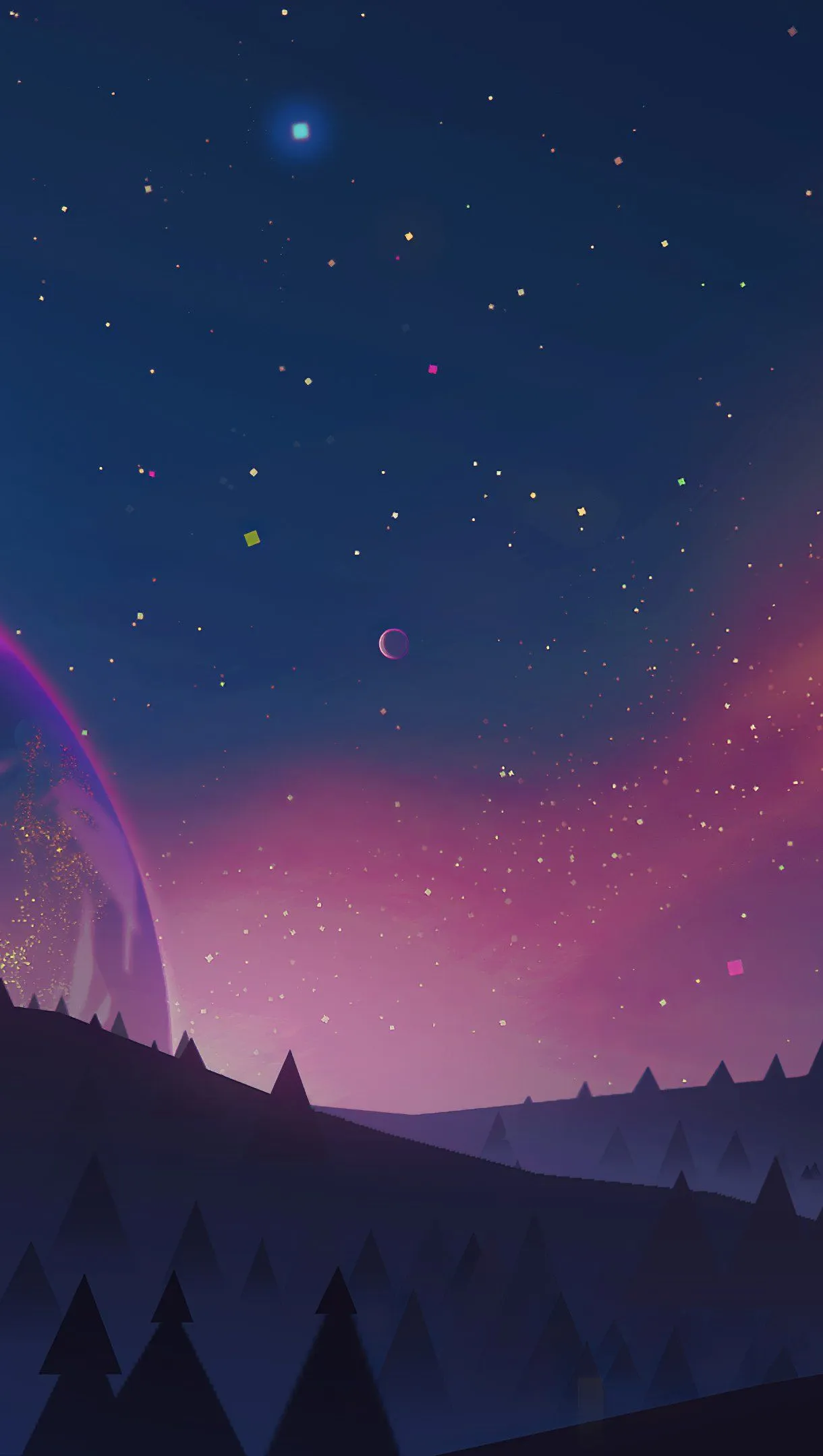 Design of space landscape Aesthetic Wallpaper 4k for iPhone and Mobile Phone