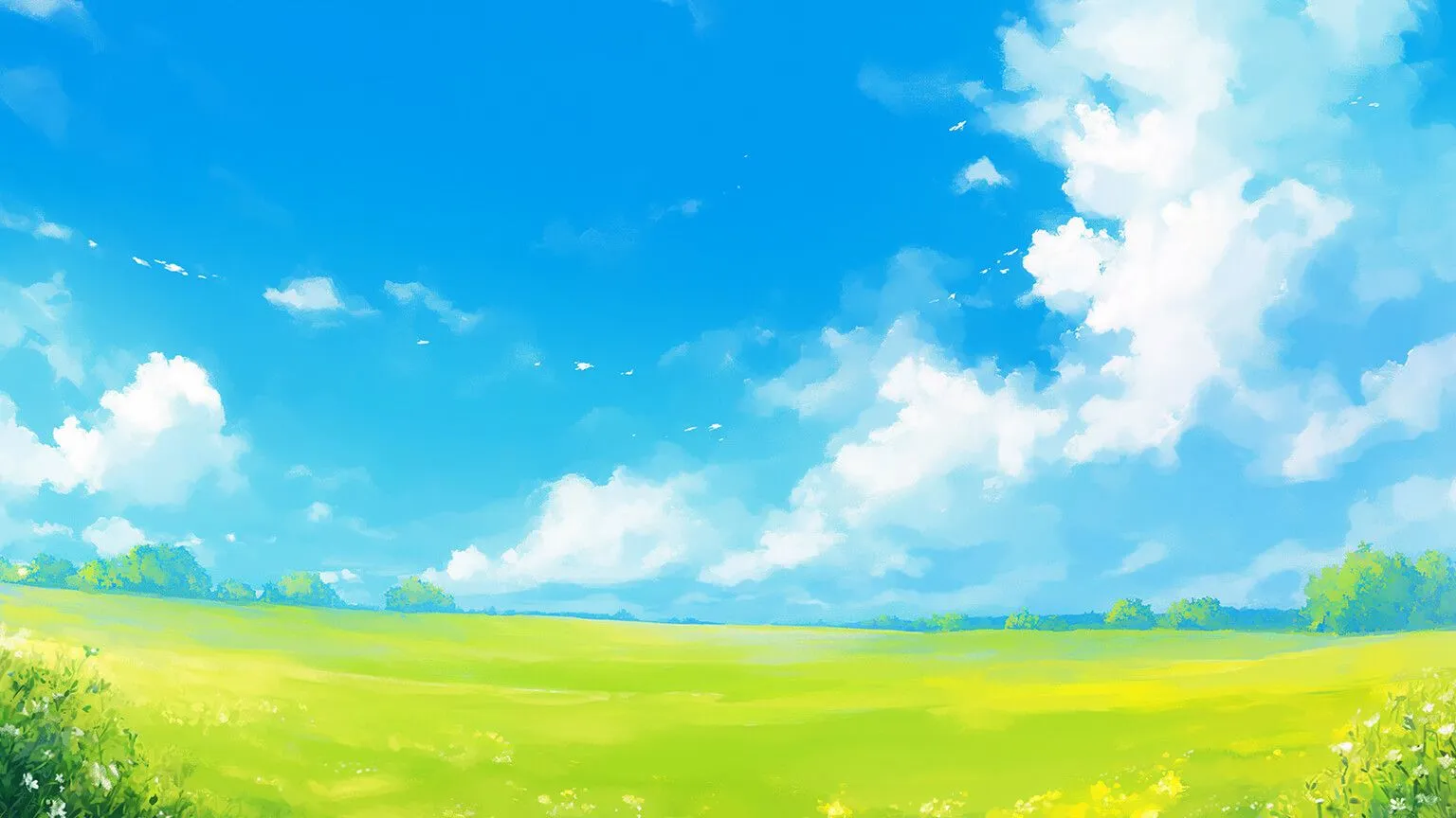 Aesthetic Field & Clouds Desktop Wallpaper Wallpaper 4K