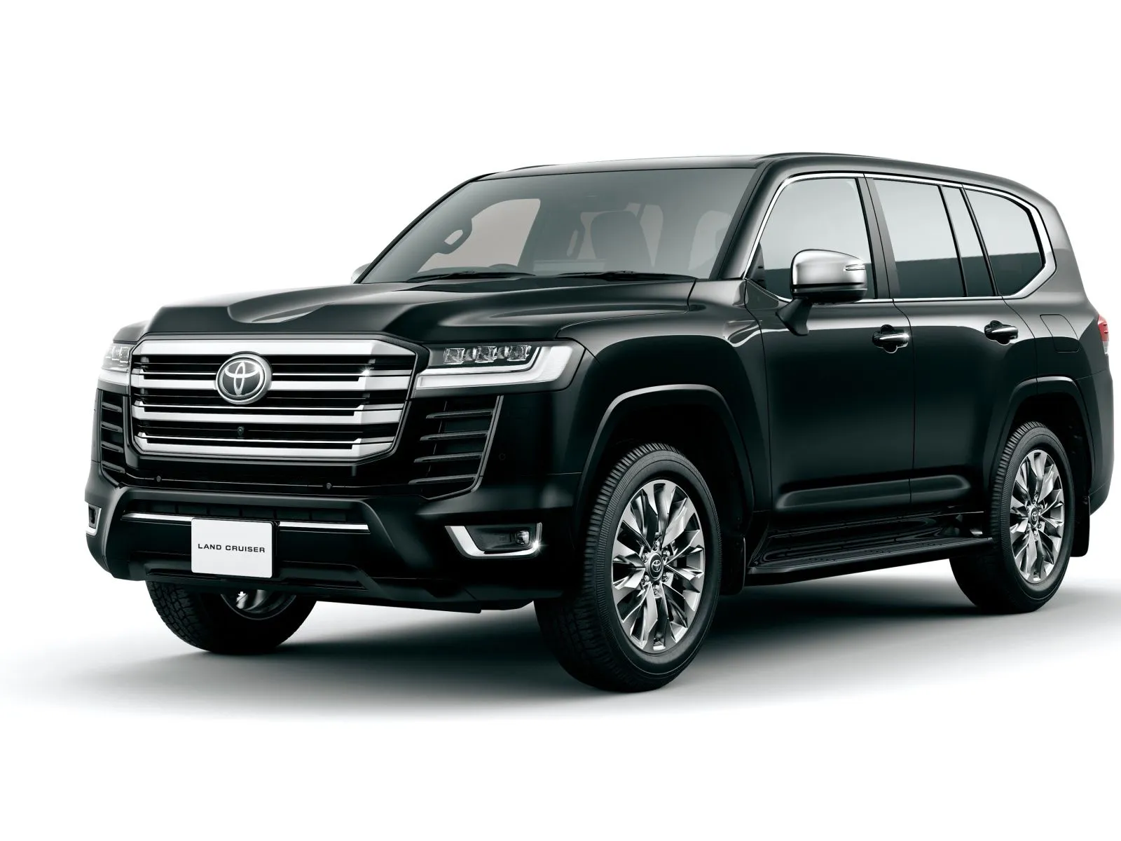 Black 2021 Toyota Land Cruiser ZX SUV on white background Desktop wallpaper 1600x1200