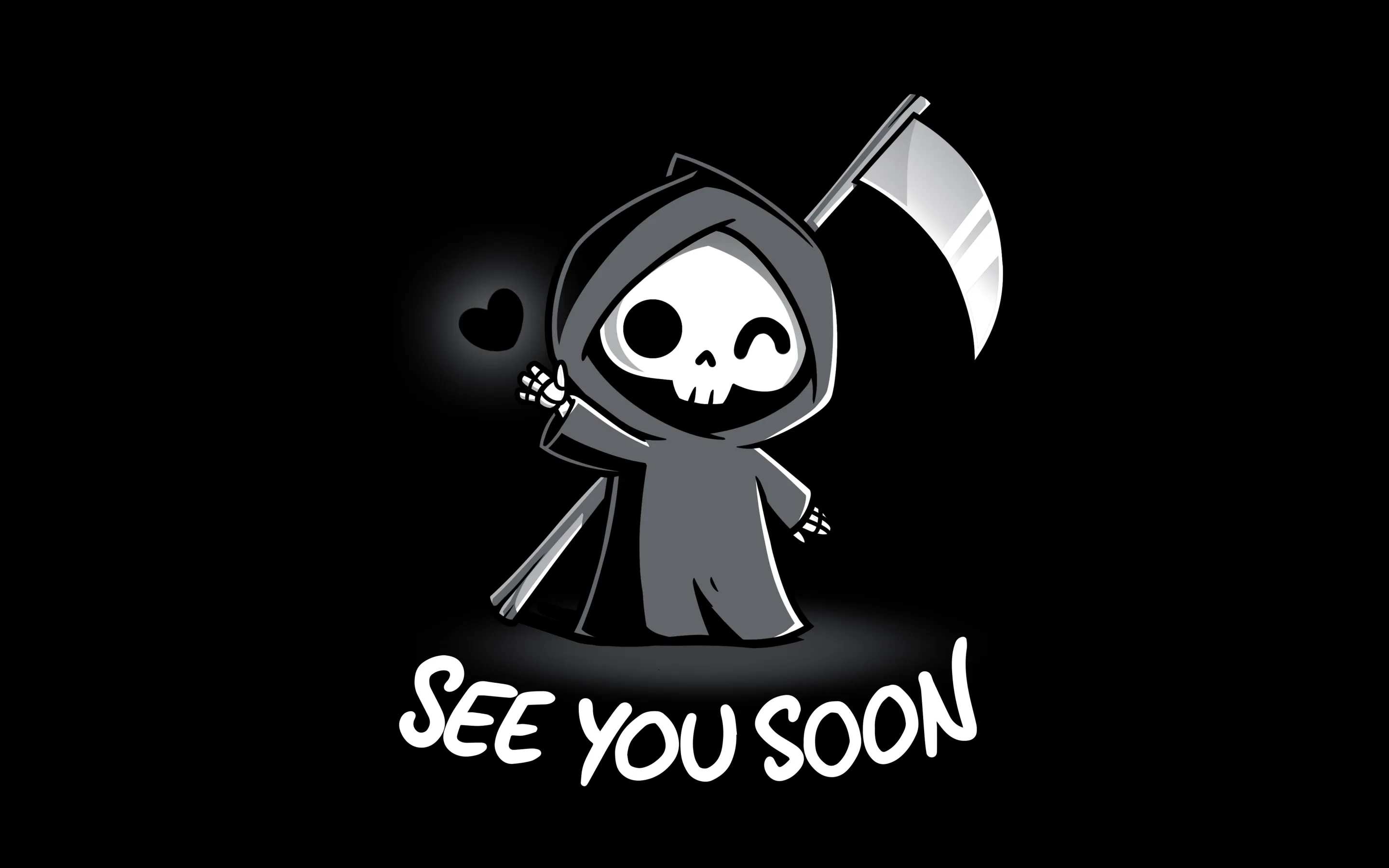 See you soon Wallpaper 4K, Grim Reaper, Black heart