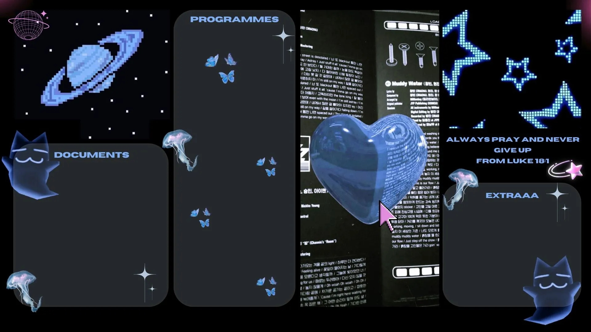 Aesthetic Blue Y2K Webcore Desktop Organizer Wallpaper