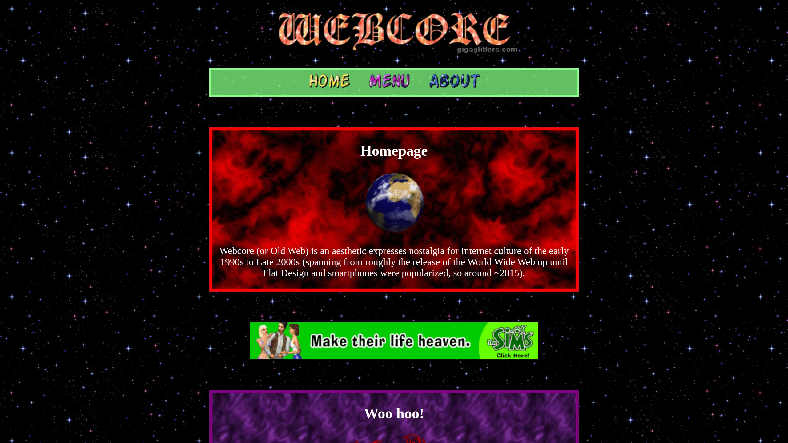 Project. Restaurant Website (Webcore aesthetic)