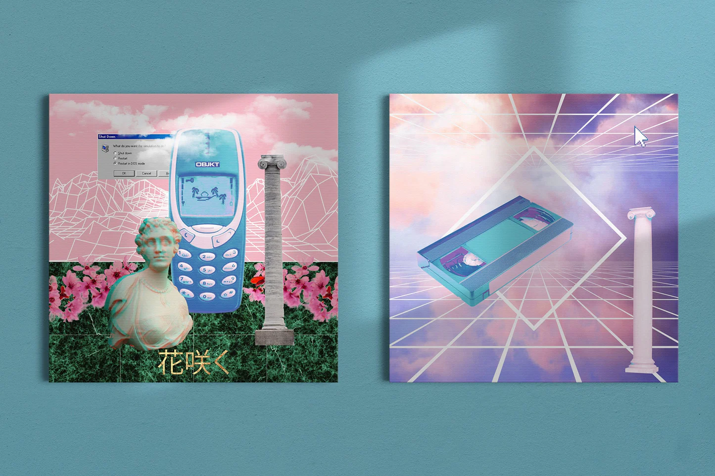 Vaporwave Wall Art Downloadable Printables 12x12. Aesthetic Retrowave Webcore