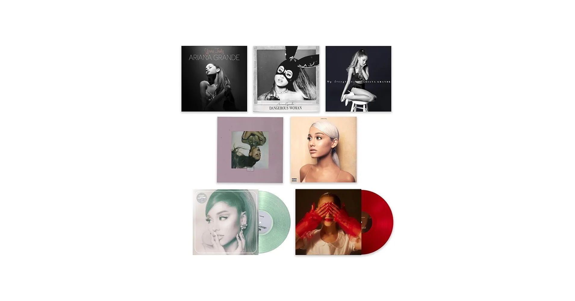 Ariana Grande, Ariana Grande, Ariana Grande a Grande Vinyl Discography Collection: Yours Truly / My Everything / Dangerous Woman / Sweetener / Thank U, Next / Positions Exclusive