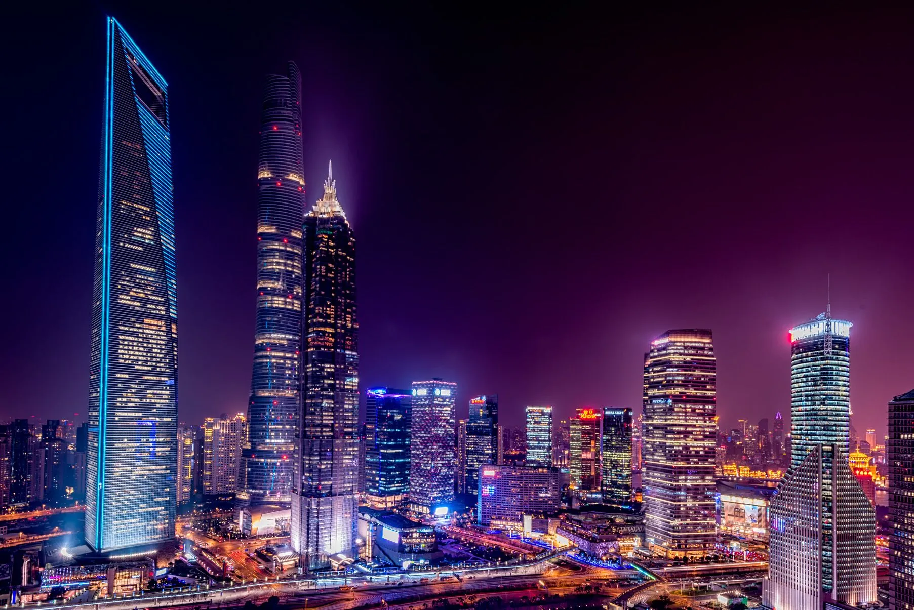 Free Image, architecture, sky, skyline, night, skyscraper, cityscape, downtown, evening, reflection, landmark, tower block, skyscrapers, buildings, city lights, metropolis, urban area, human settlement, metropolitan area, public domain image