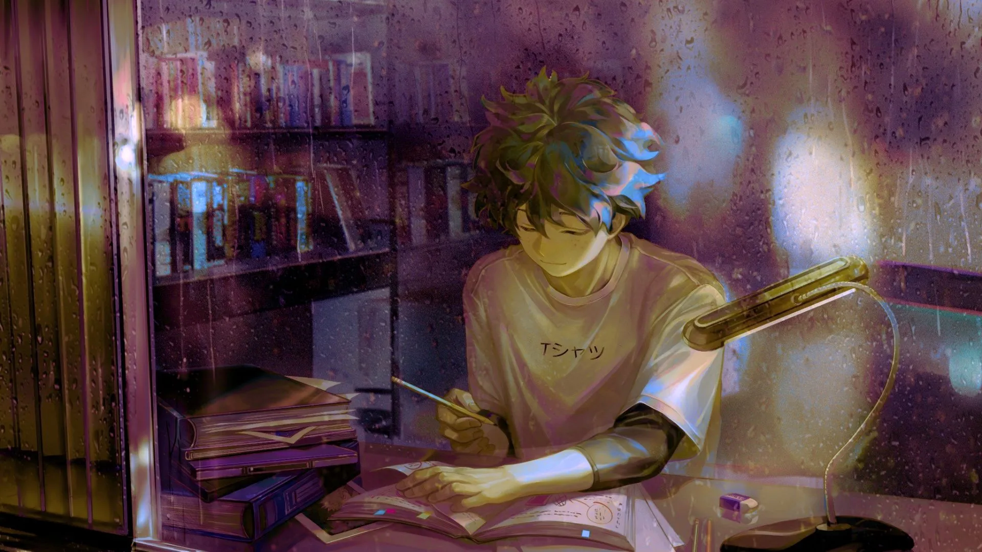 Best Anime Boy Studying Wallpaper For Desktop, PC, Laptop, Computer [ 4k, HD ]