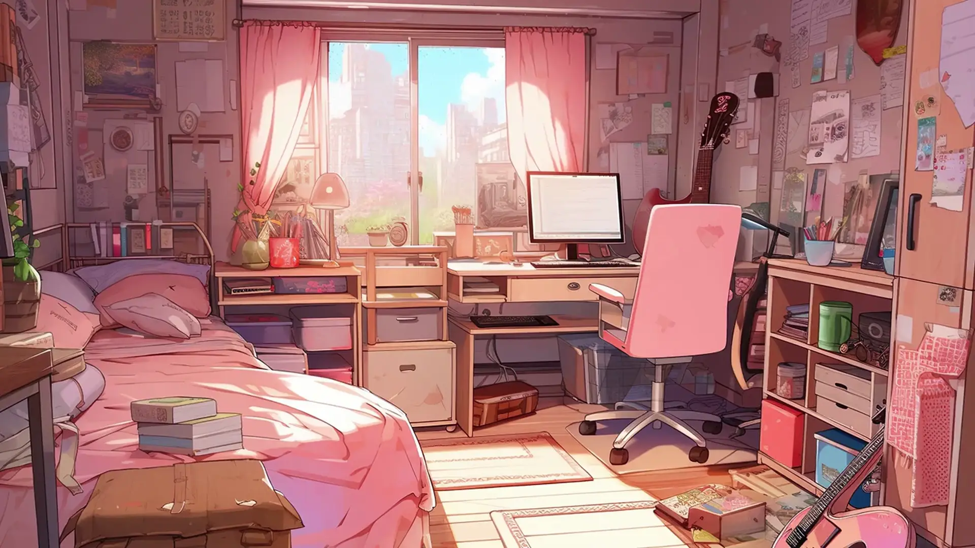 Cozy Anime Study Room 4K Live Wallpaper for Mac & Windows