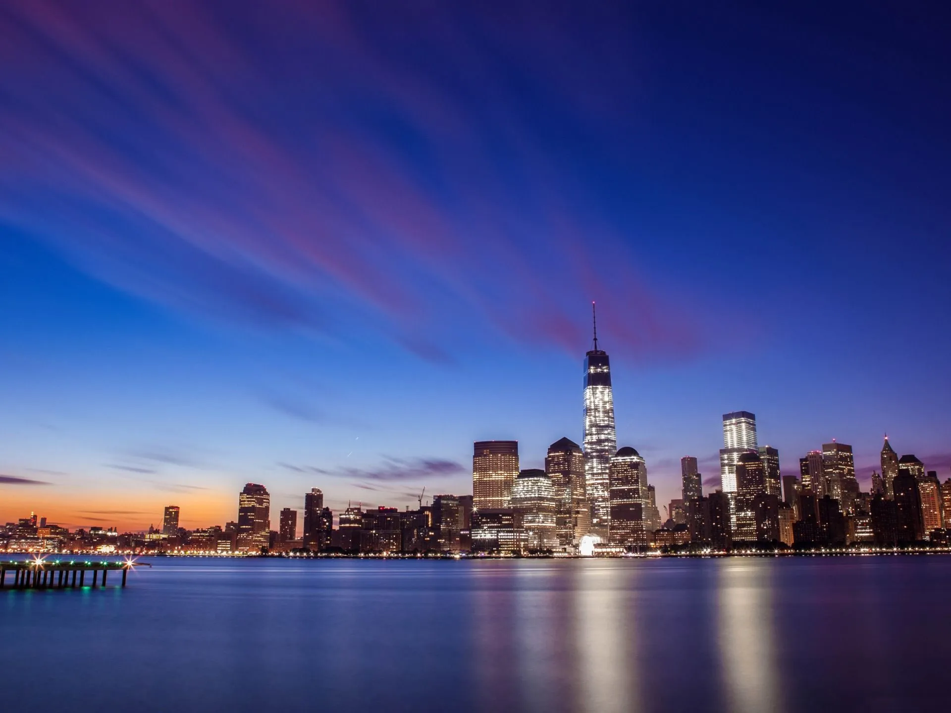 New York Night Skyline Cities HD Desktop Wallpaper