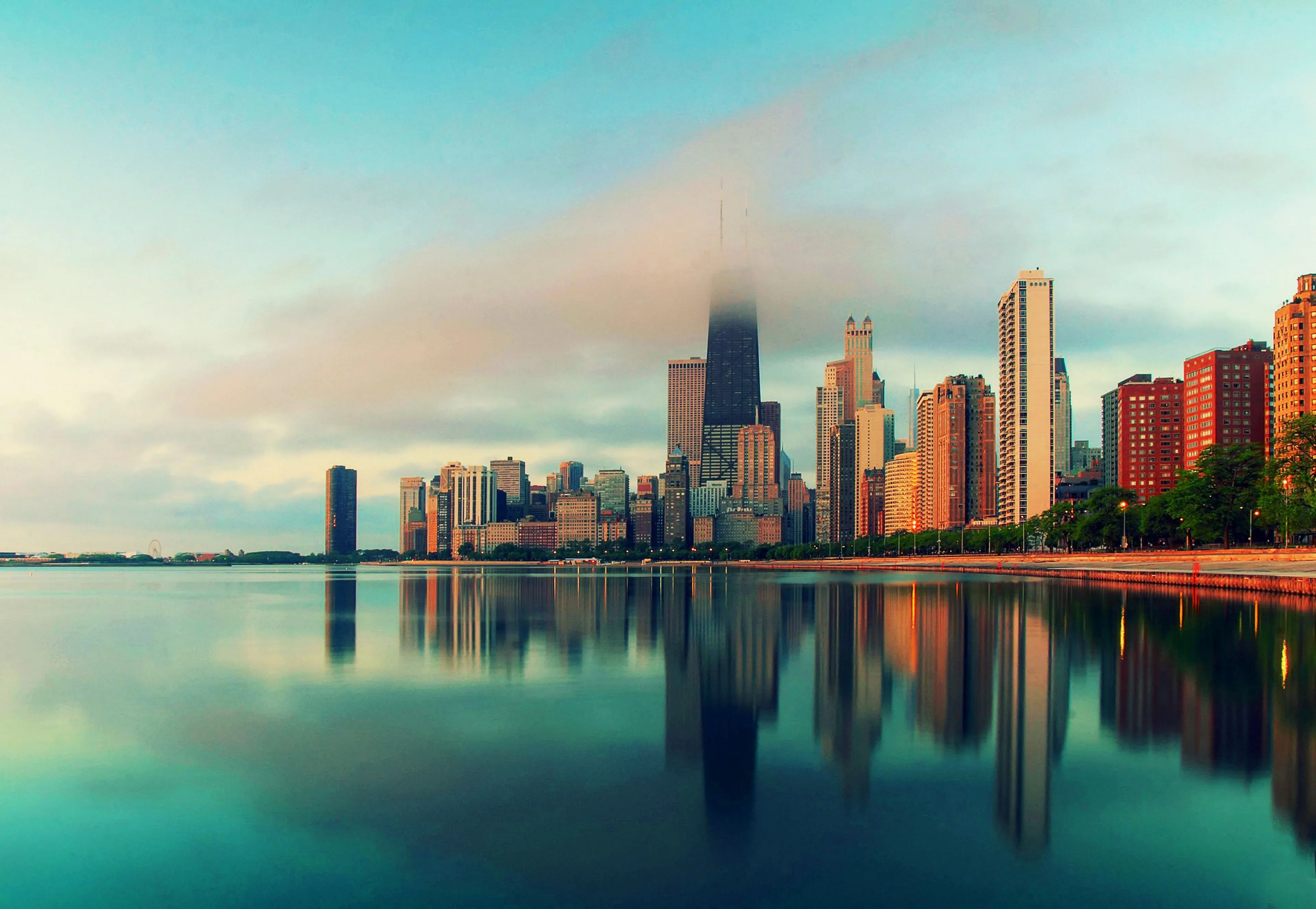 Wallpaper City Skyline Across Body of Water During Daytime, Background Free Image