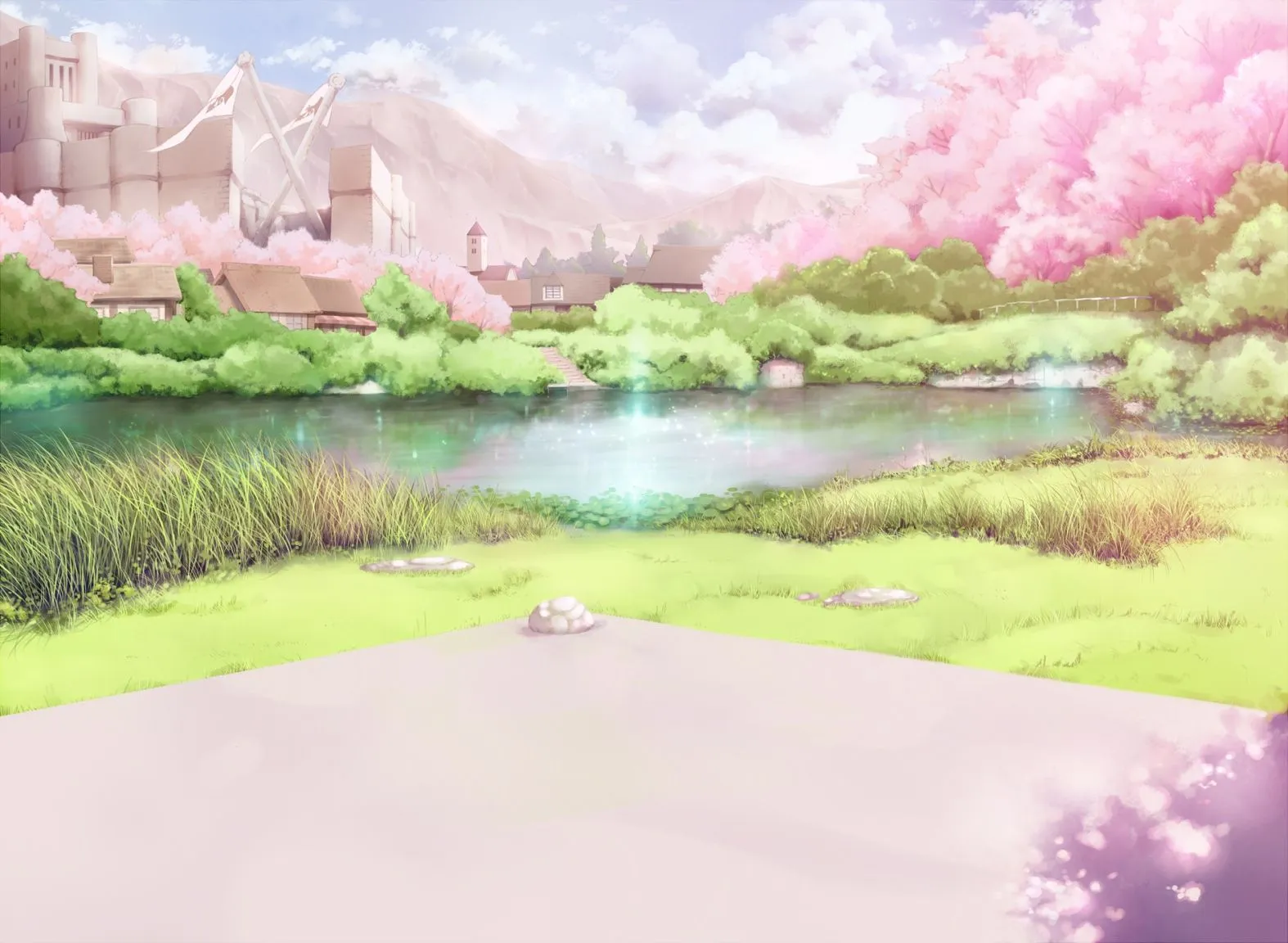 Anime Cherry Blossoms Landscape Wallpaper HD / Desktop and Mobile Background