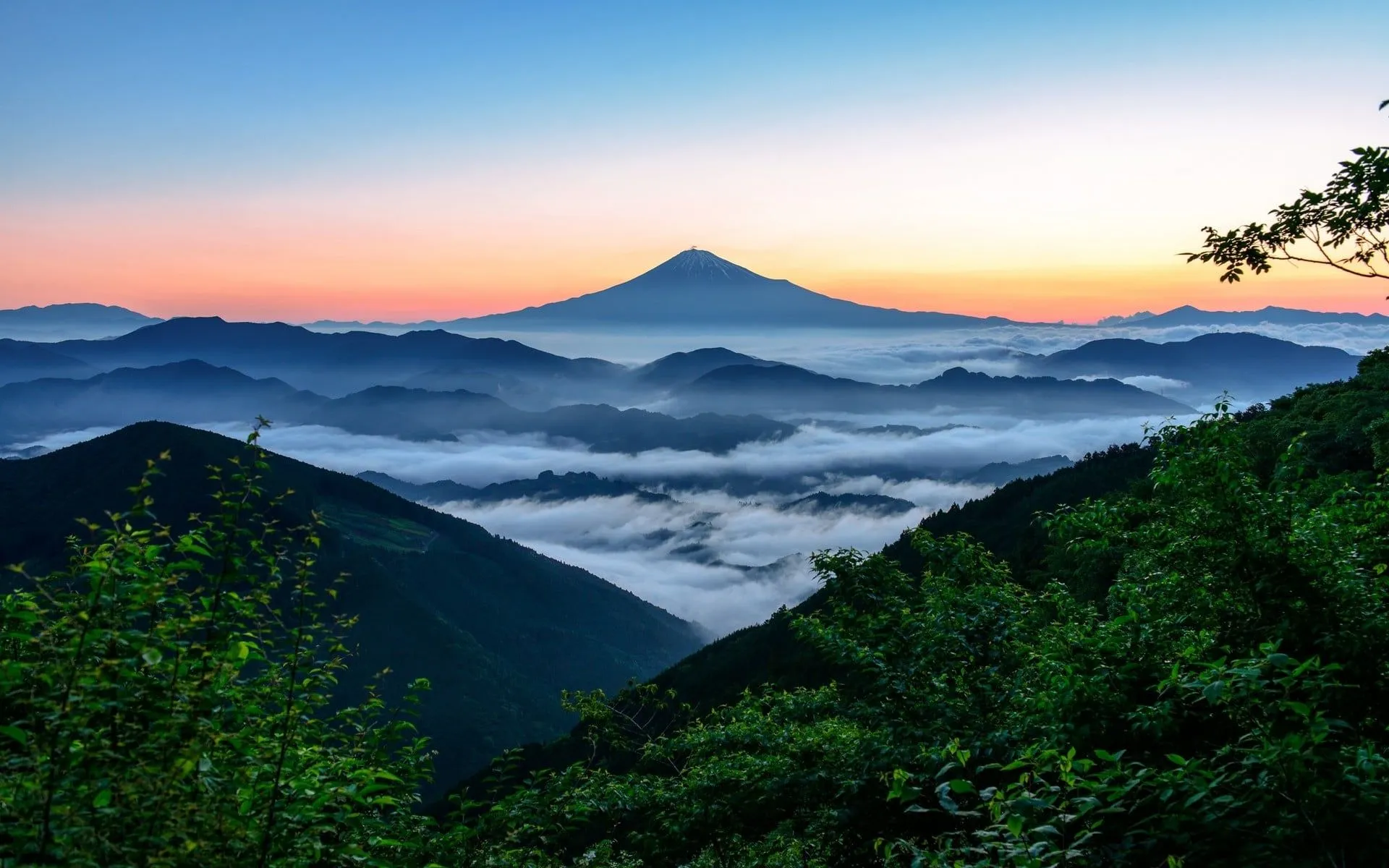 Green mountains, nature, landscape, Mount Fuji, Japan HD wallpaper