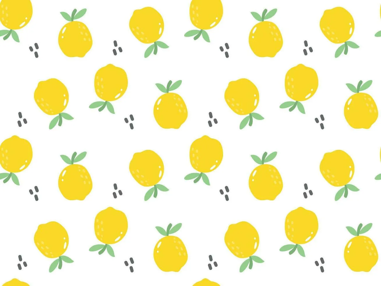 Cute yellow organic lemon Seamless Pattern Repeat Tileable Background Texture Wallpaper Fabric Wrapping Paper isolated on white background