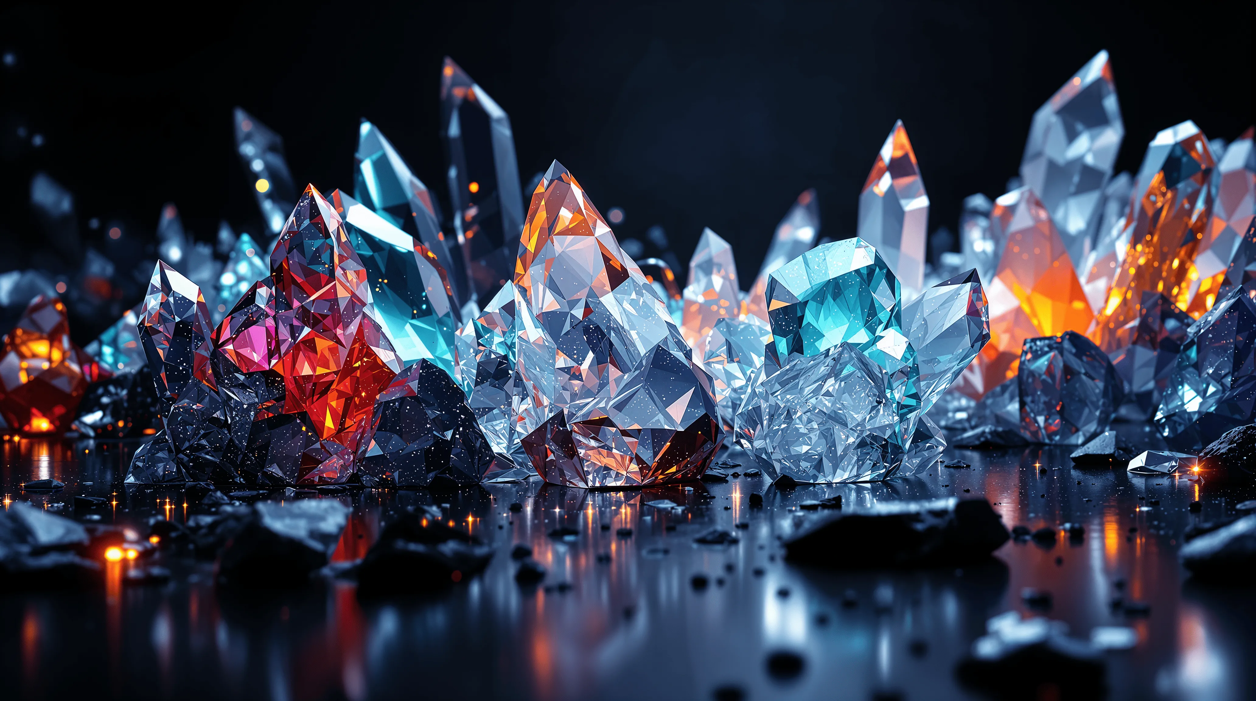 Prismatic Crystal Garden Ultra HD Wallpaper