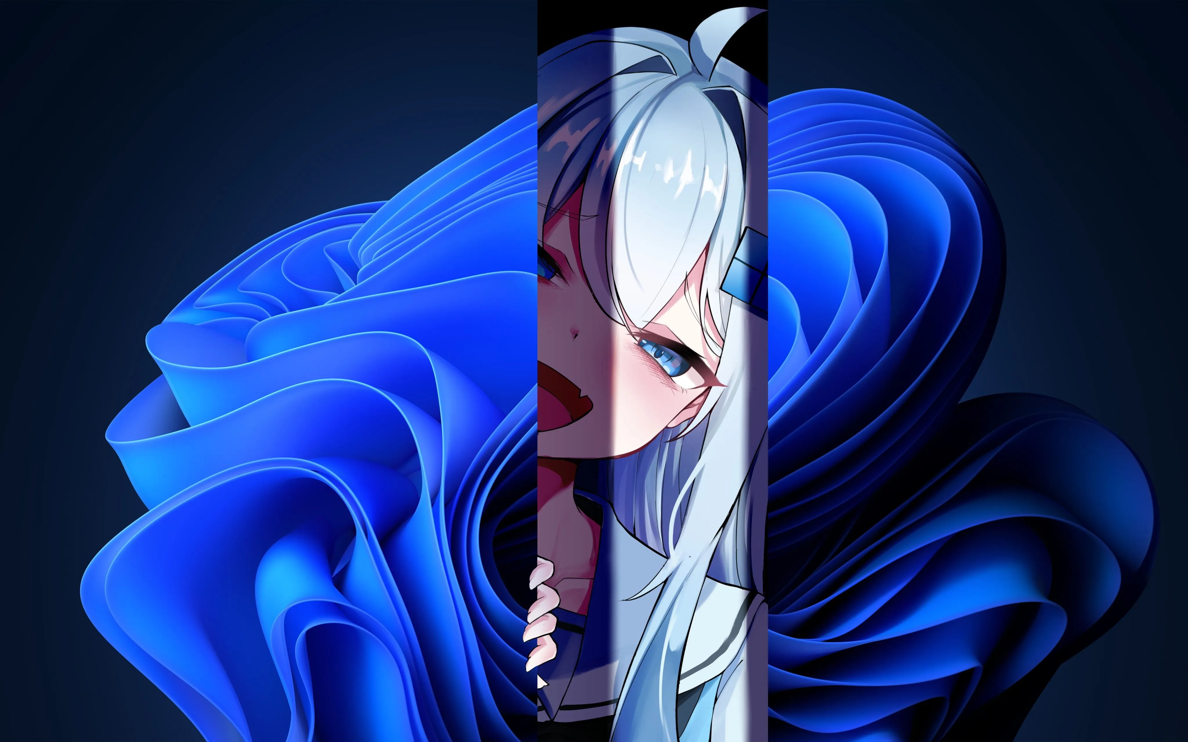 Wallpaper Wallpaper, Blue, Blue Eyes, Anime Girl, Windows 11 For Mobile And Desktop, Section Hi Tech, Resolution 4096x2559