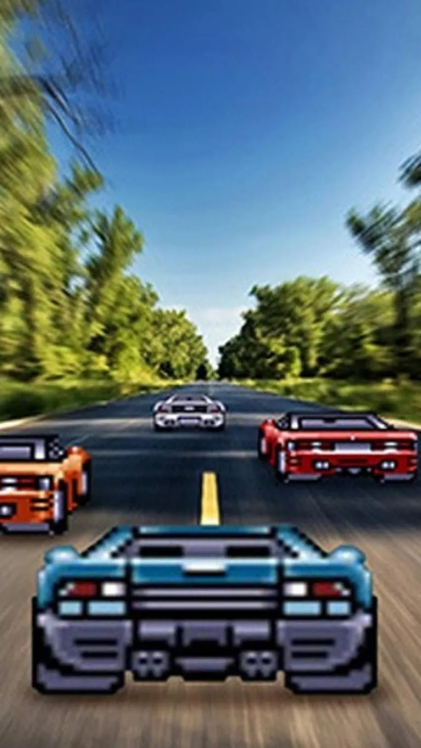 Cars retro games racing 16 bit, 16 bit mobile HD phone wallpaper